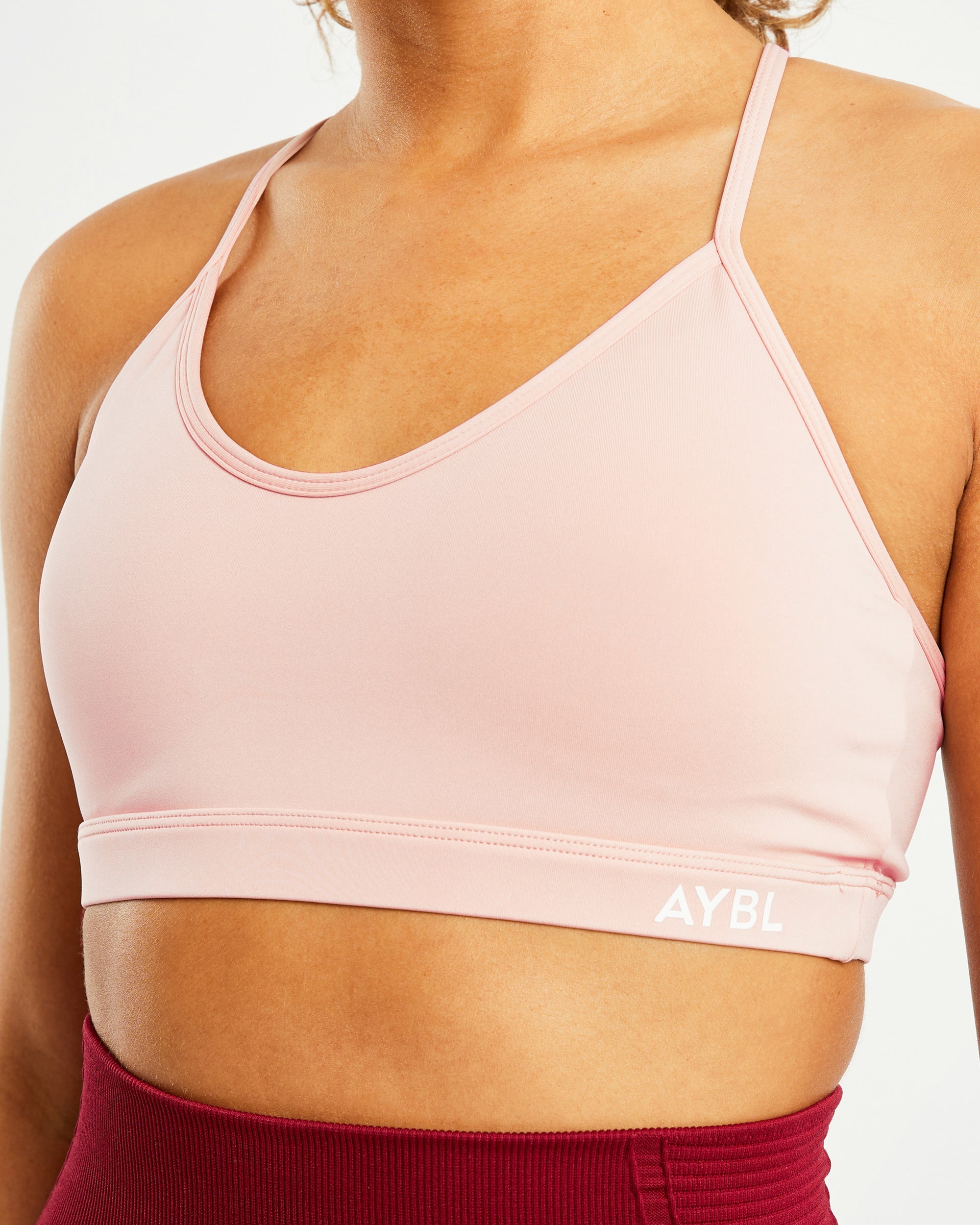 Essential V Neck Sports Bra - Dusty Roze