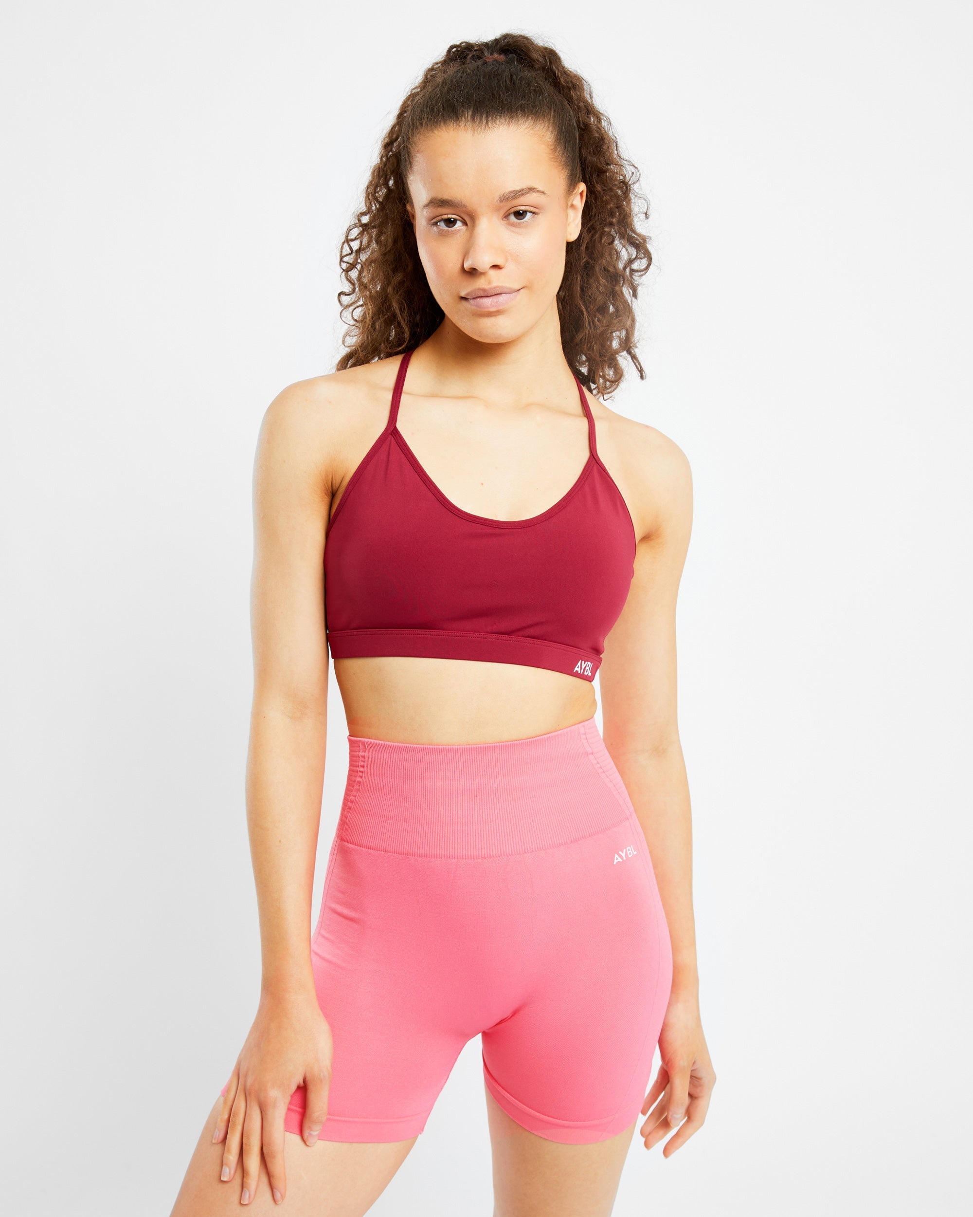 Essential V Neck Sports Bra - Rumba Rood