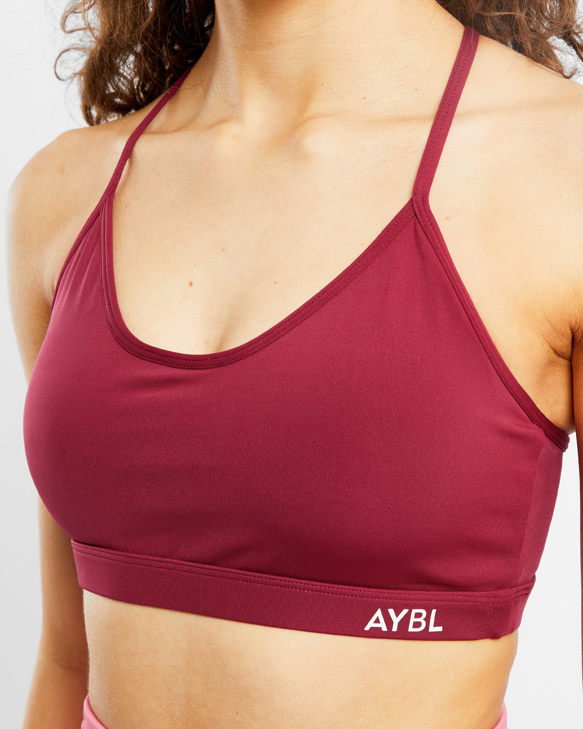 Essential V Neck Sports Bra - Rumba Rood