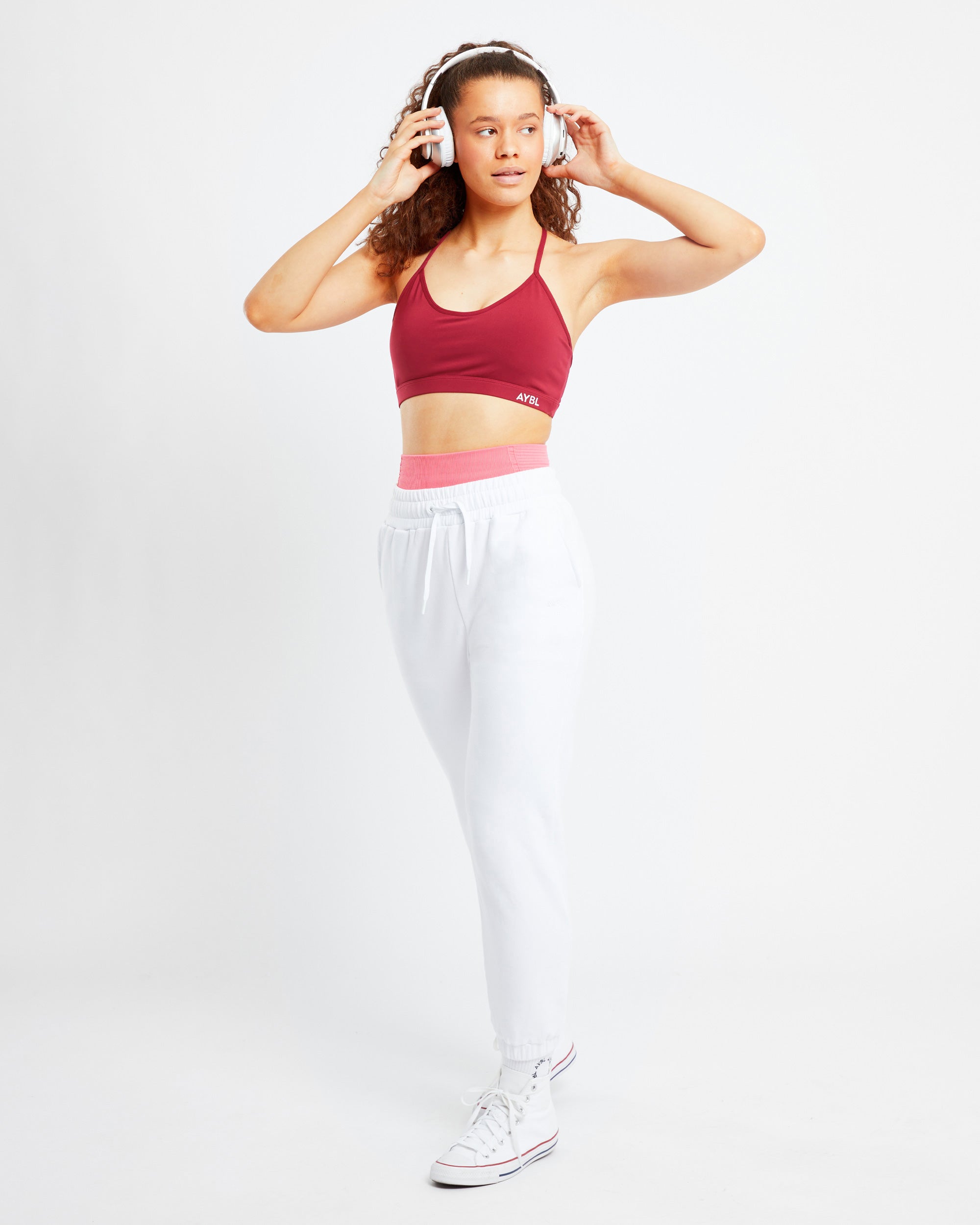 Essential V Neck Sports Bra - Rumba Rood