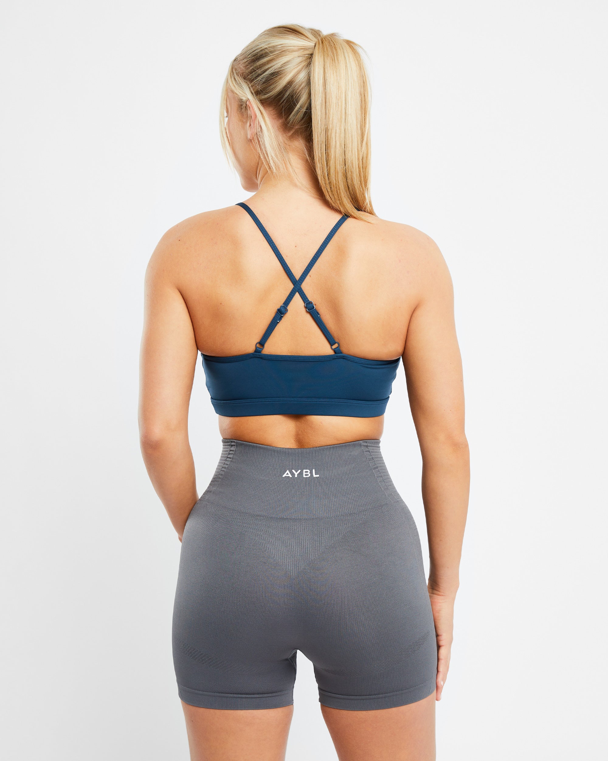 Essential V Neck Sports Bra - Marine Blauw