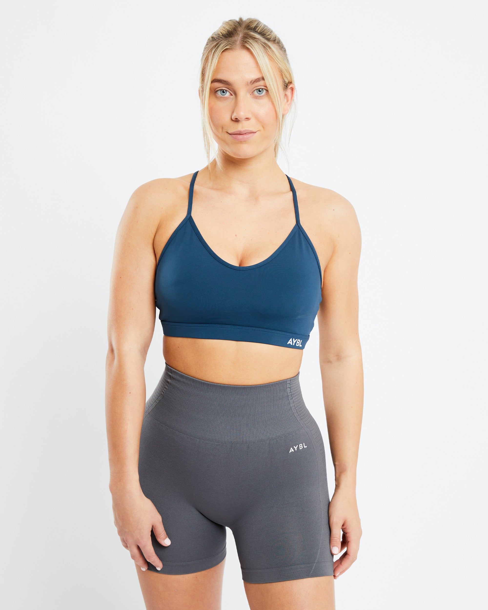 Essential V Neck Sports Bra - Marine Blauw