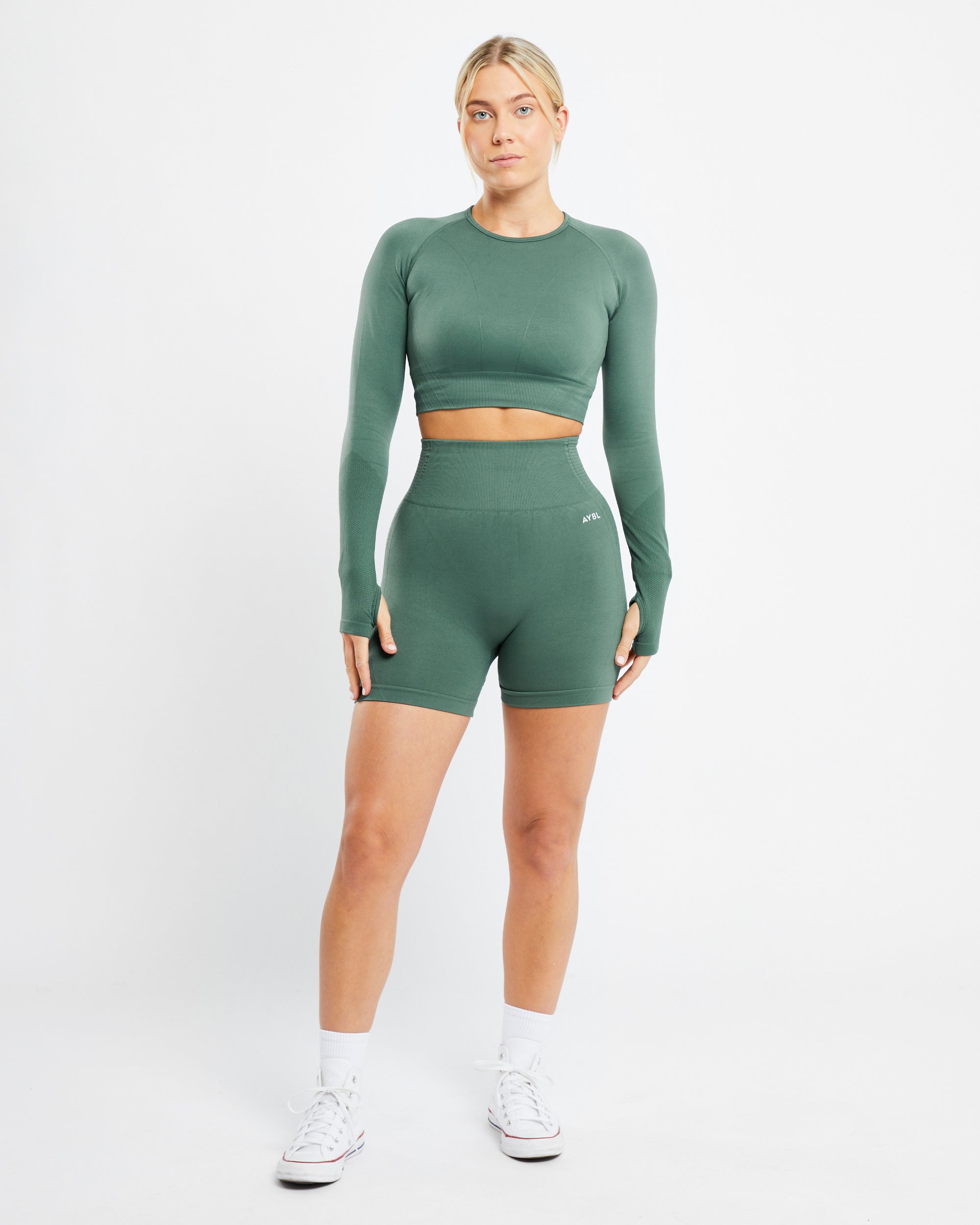 Balance V2 Seamless Long Sleeve Crop Top - Groen