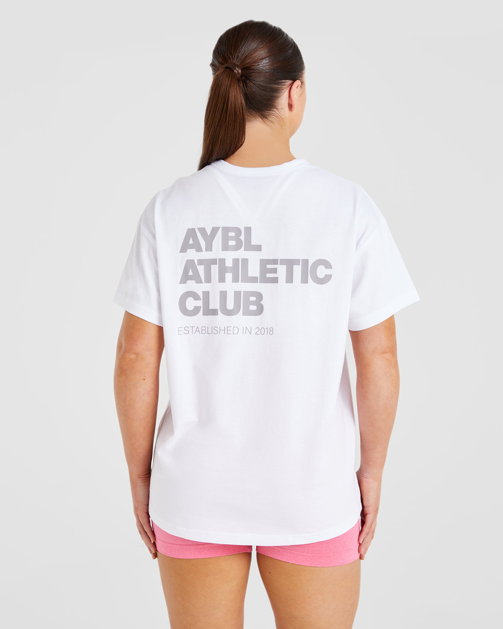 Athletics Club Oversized T Shirt - Wit/Grijs