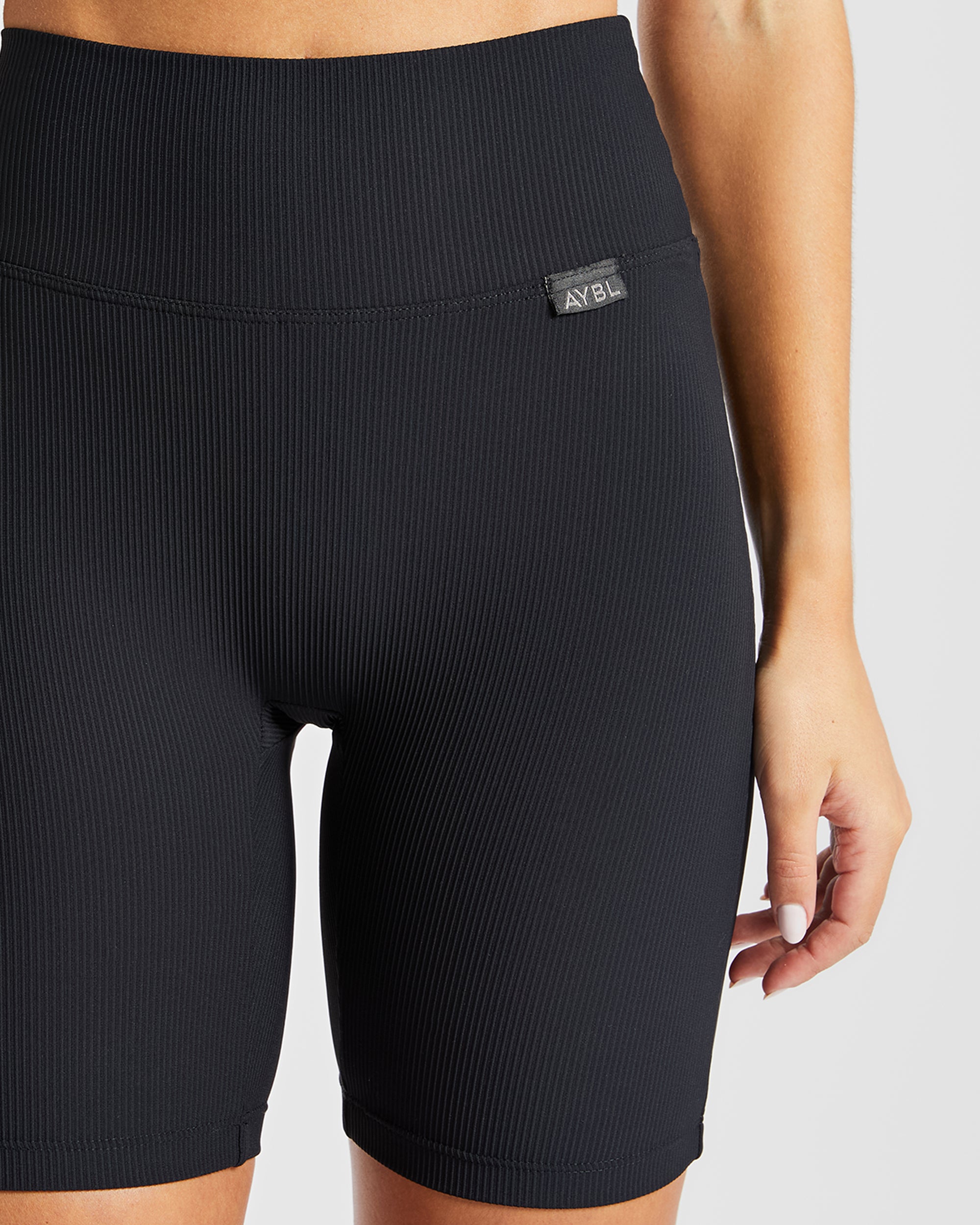 Sculpt Ribbed Cycling Shorts - Zwart