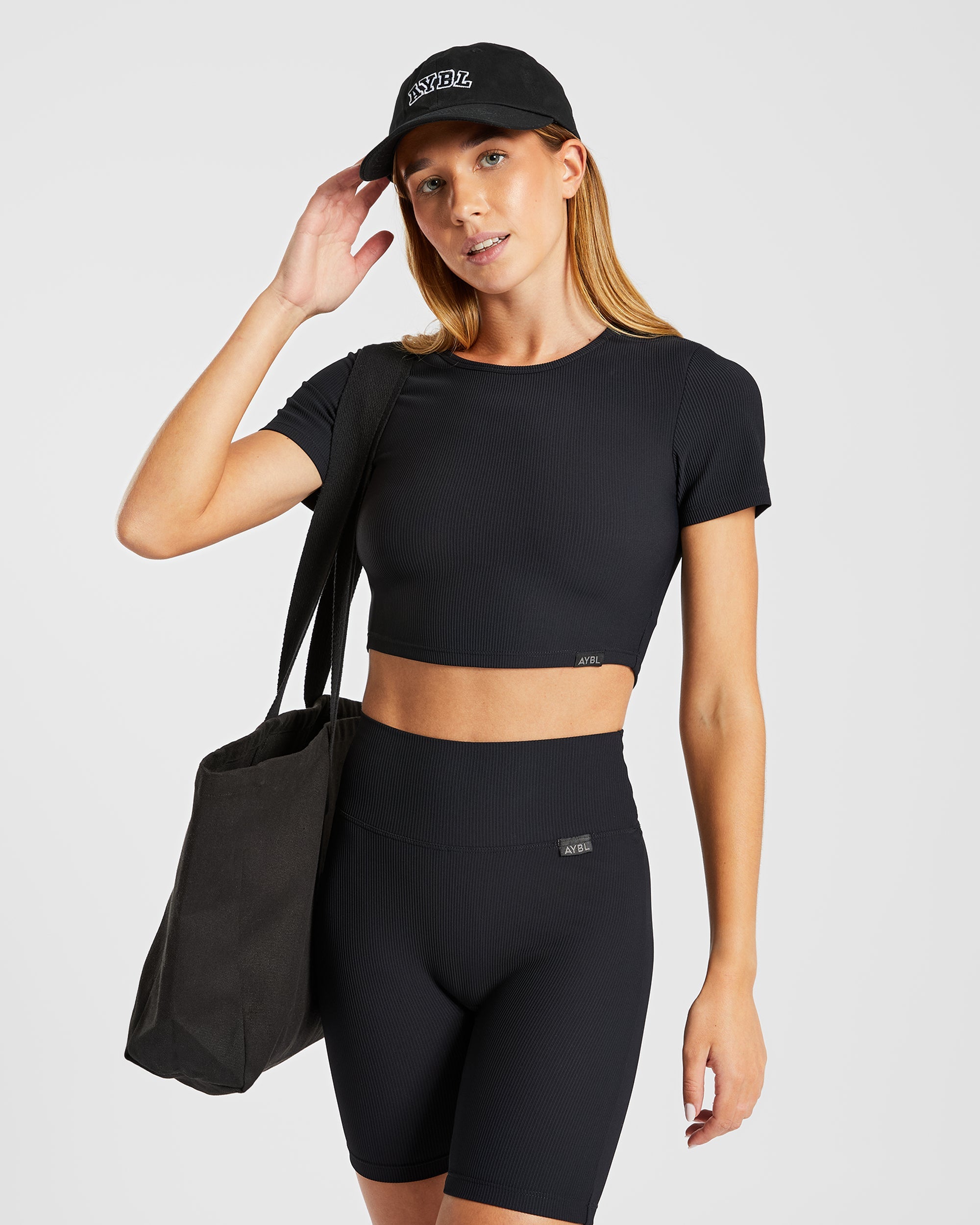 Sculpt Ribbed Cycling Shorts - Zwart