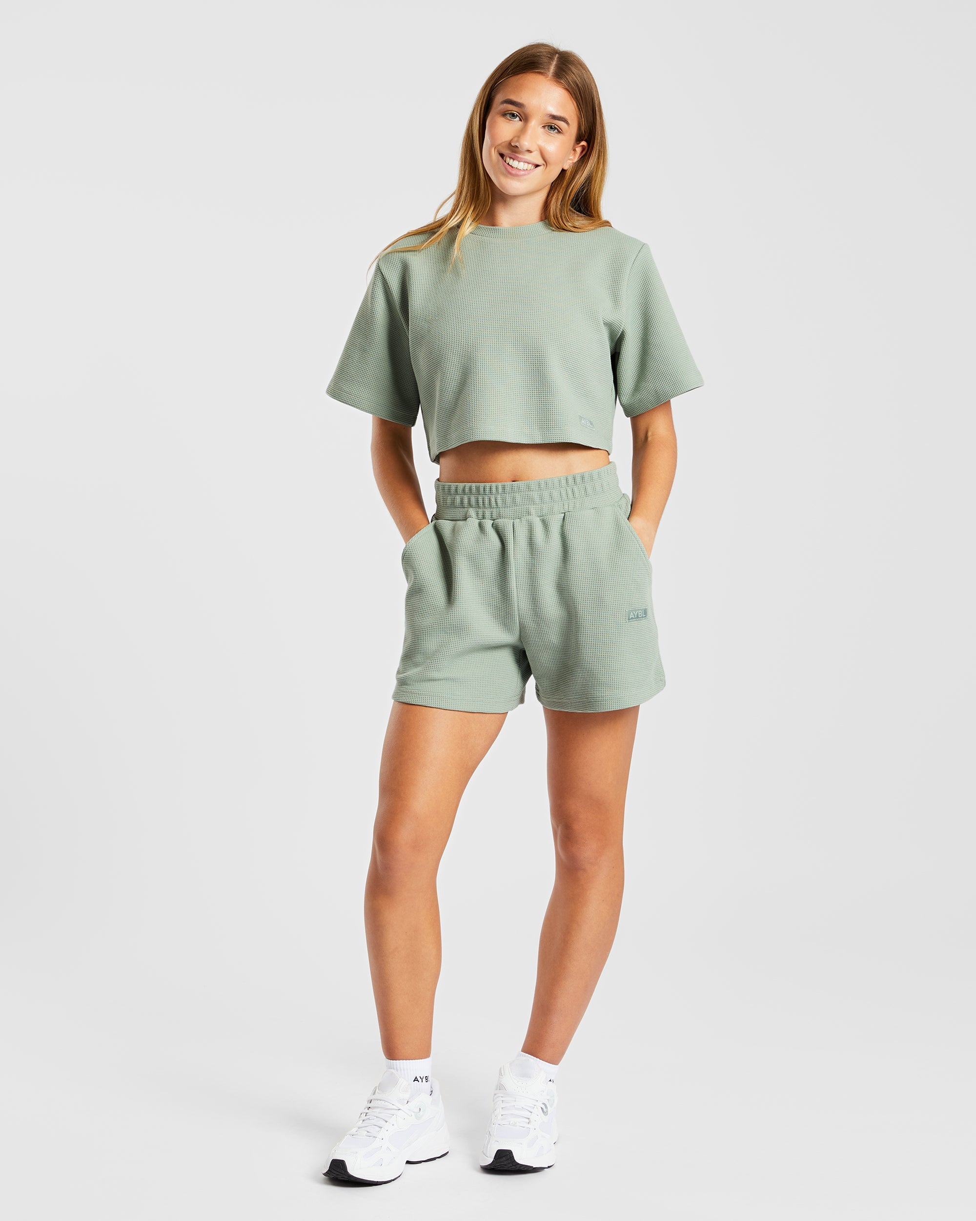 Waffle Shorts - Sage Groen