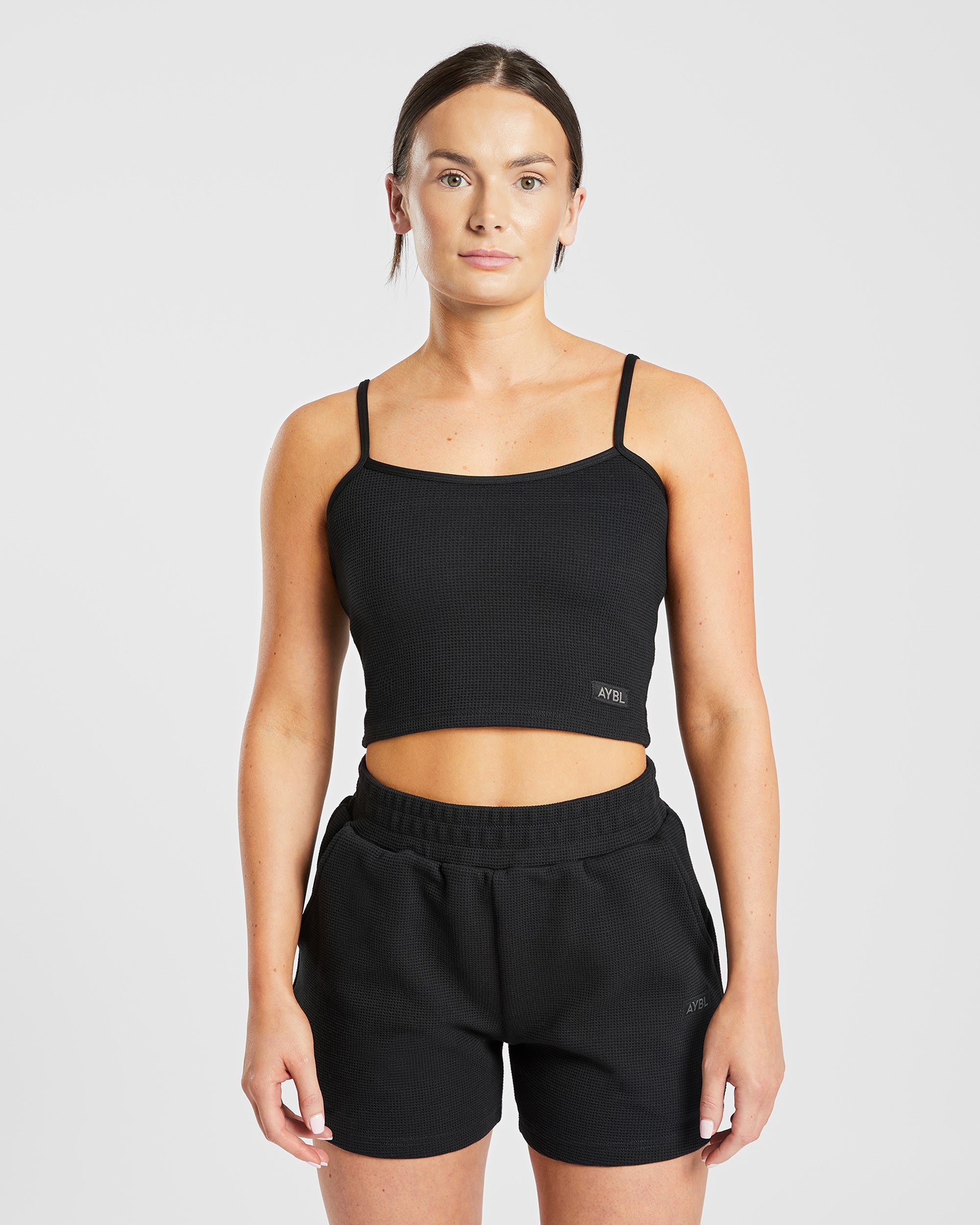 Waffle Crop Vest - Zwart