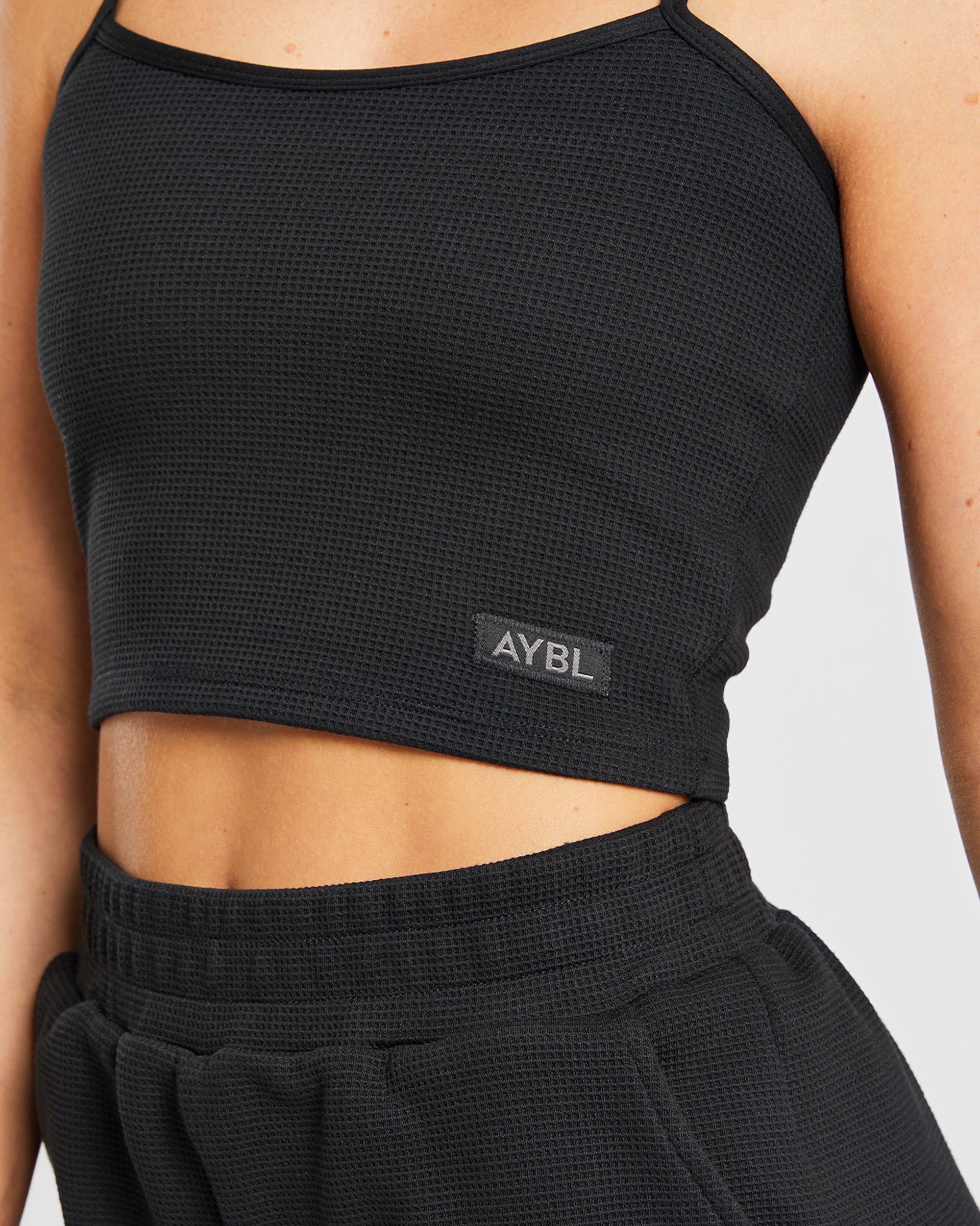 Waffle Crop Vest - Zwart