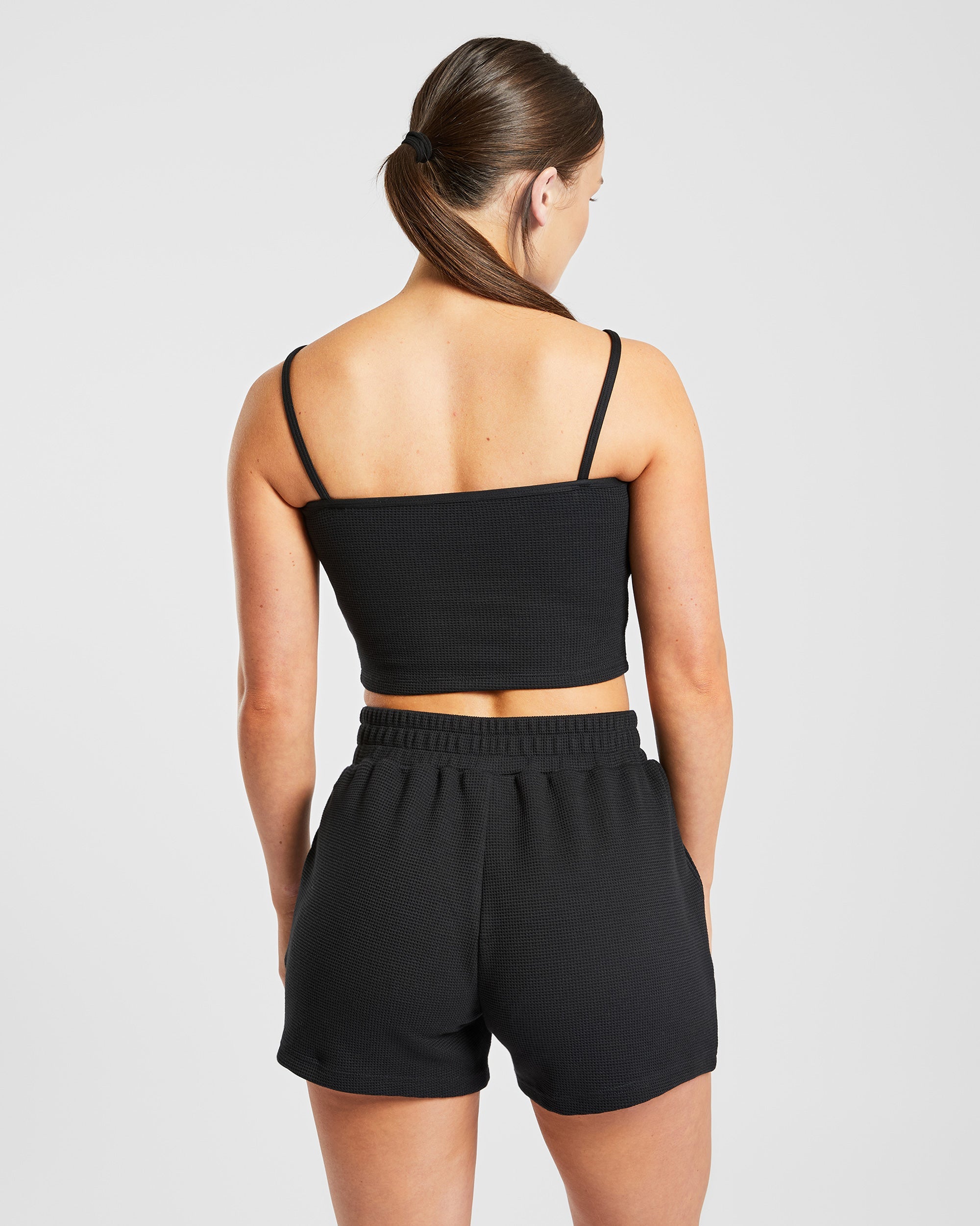 Waffle Crop Vest - Zwart