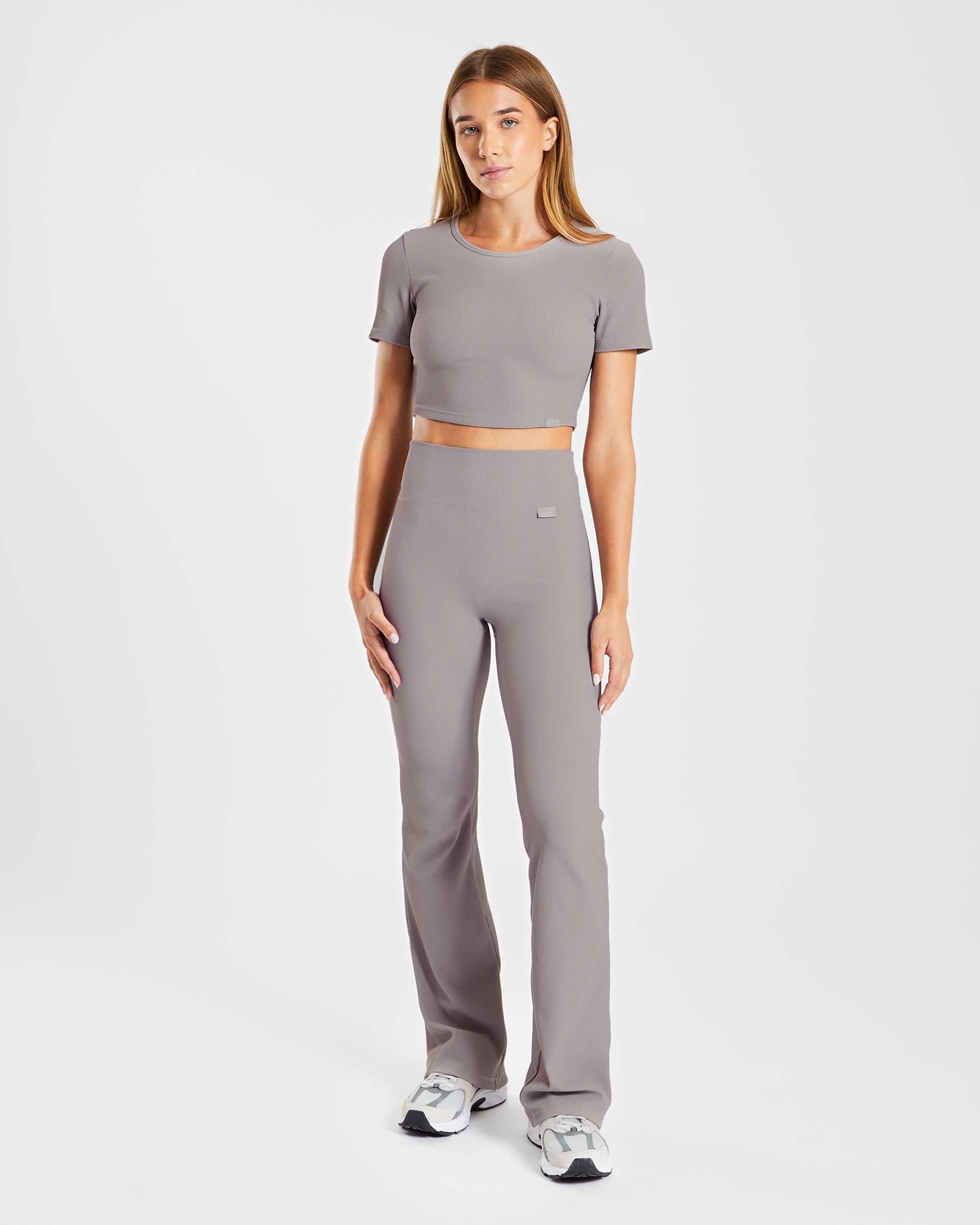 Sculpt Ribbed Crop Top - Fog Grijs