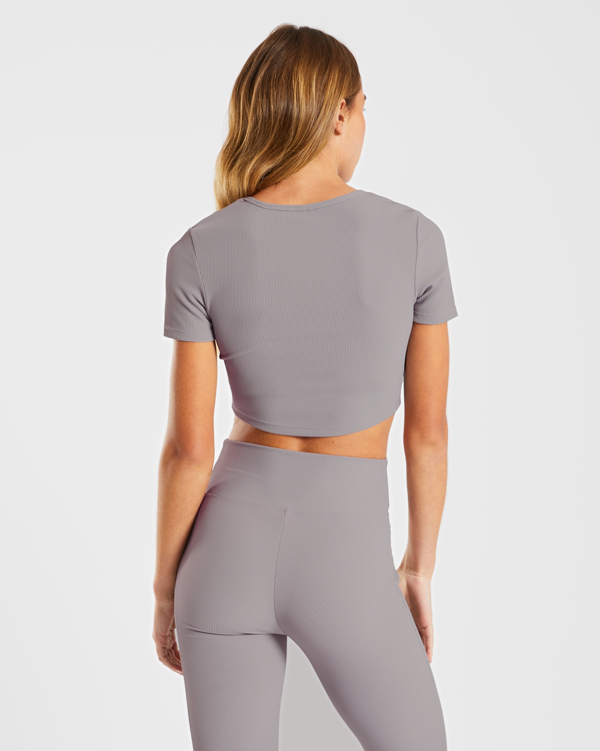 Sculpt Ribbed Crop Top - Fog Grijs