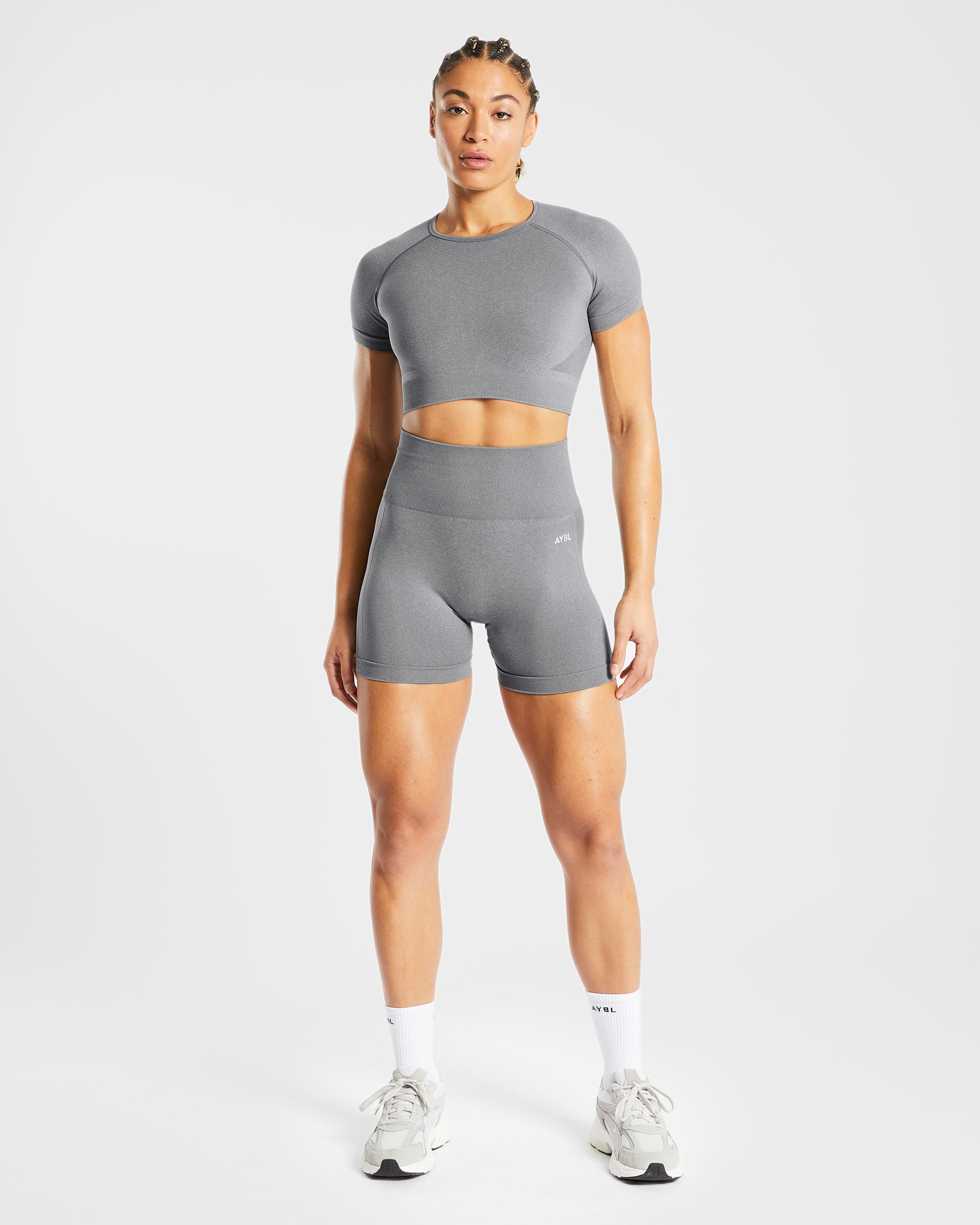 Empower Seamless Crop Top - Grijs Marl