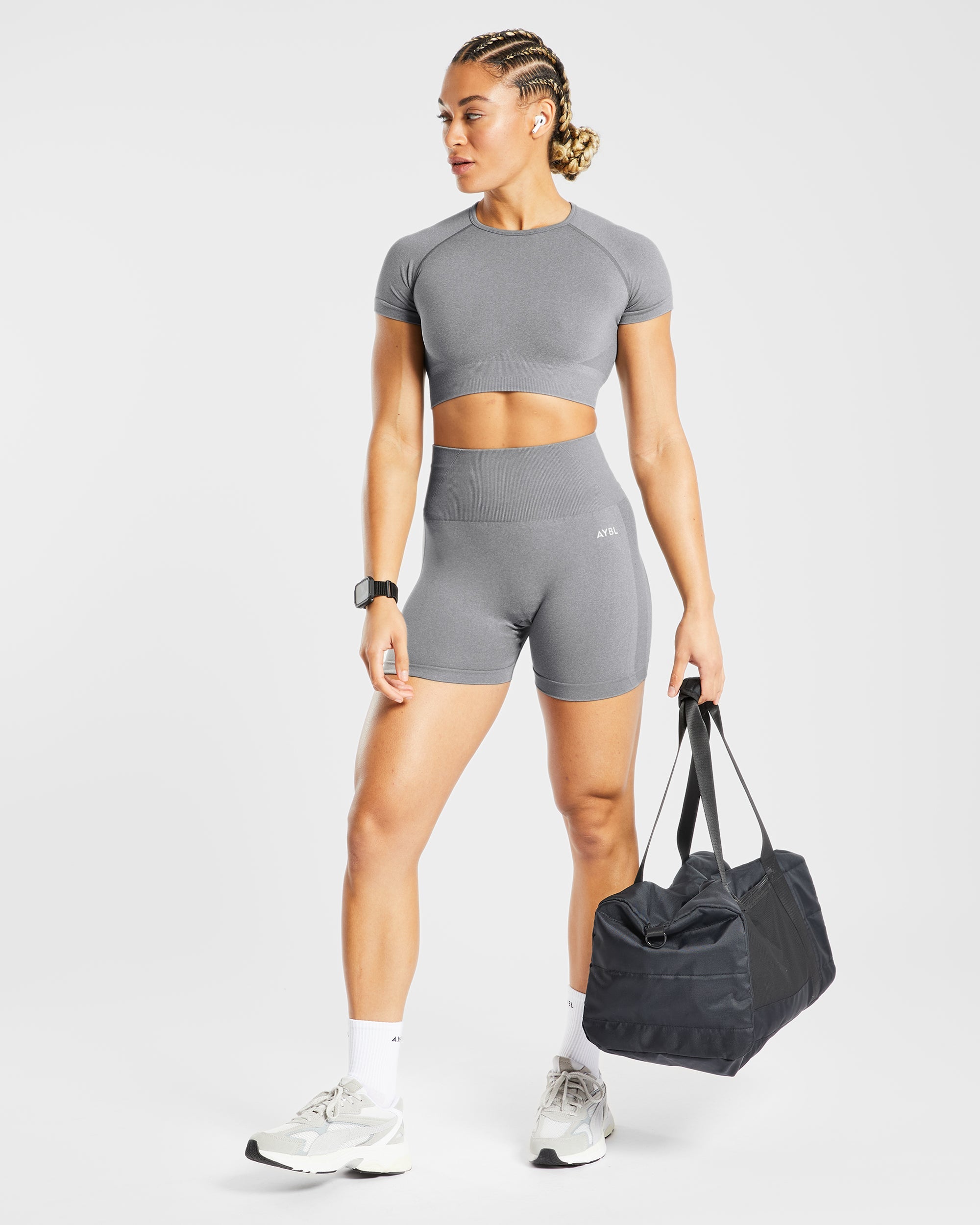 Empower Seamless Crop Top - Grijs Marl