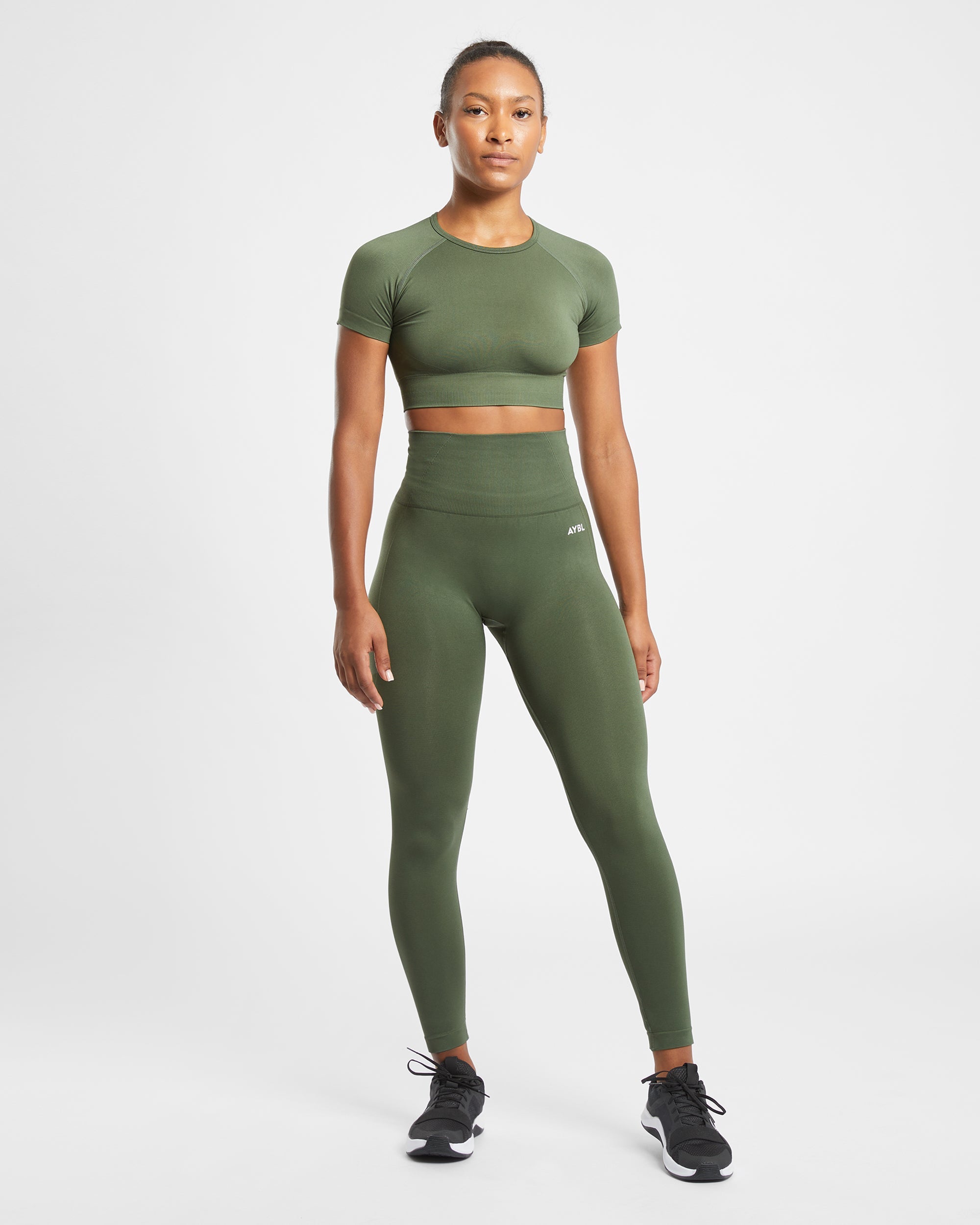 Empower Seamless Crop Top - Khaki Groen
