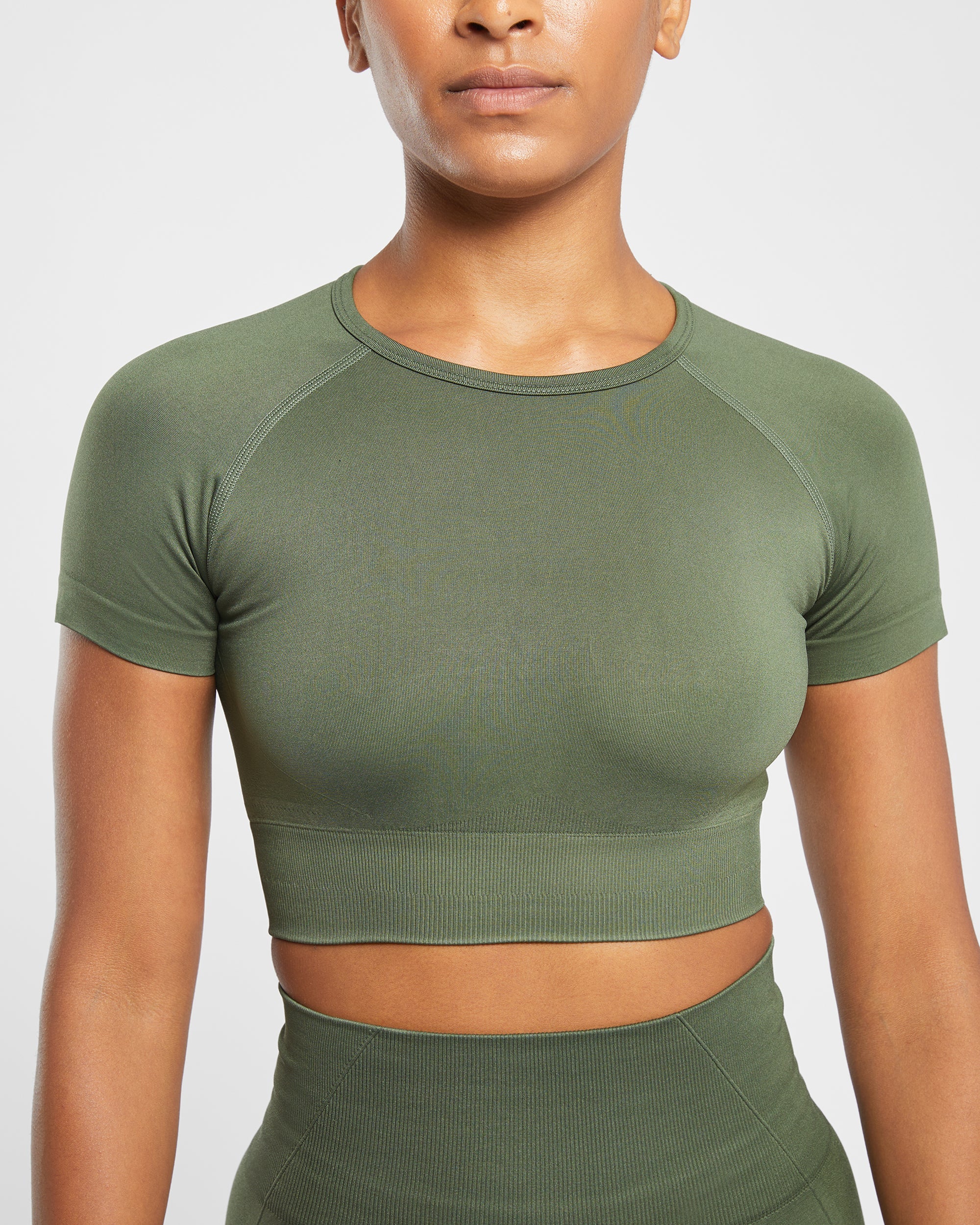 Empower Seamless Crop Top - Khaki Groen