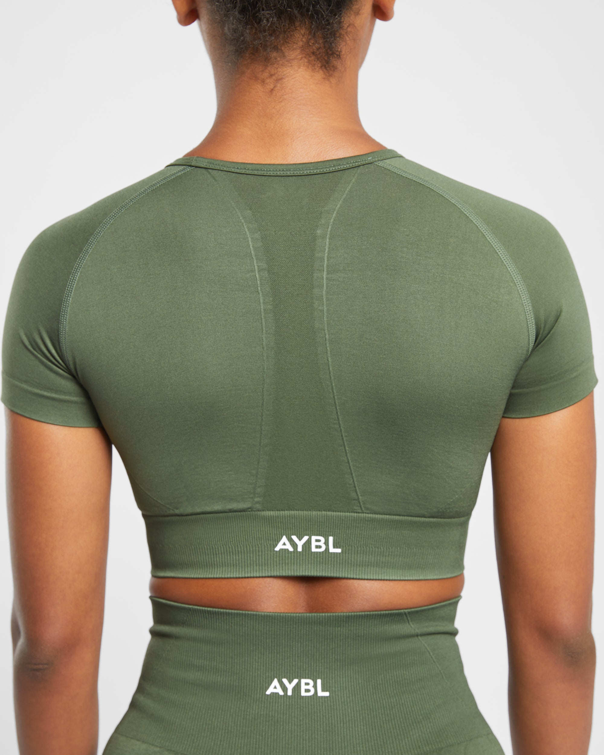Empower Seamless Crop Top - Khaki Groen