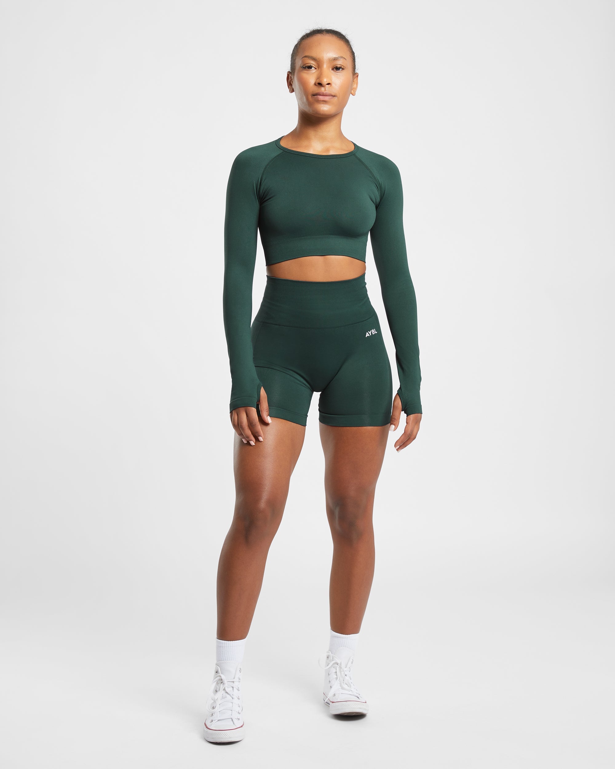 Empower Seamless Long Sleeve Crop Top - Dark Groen