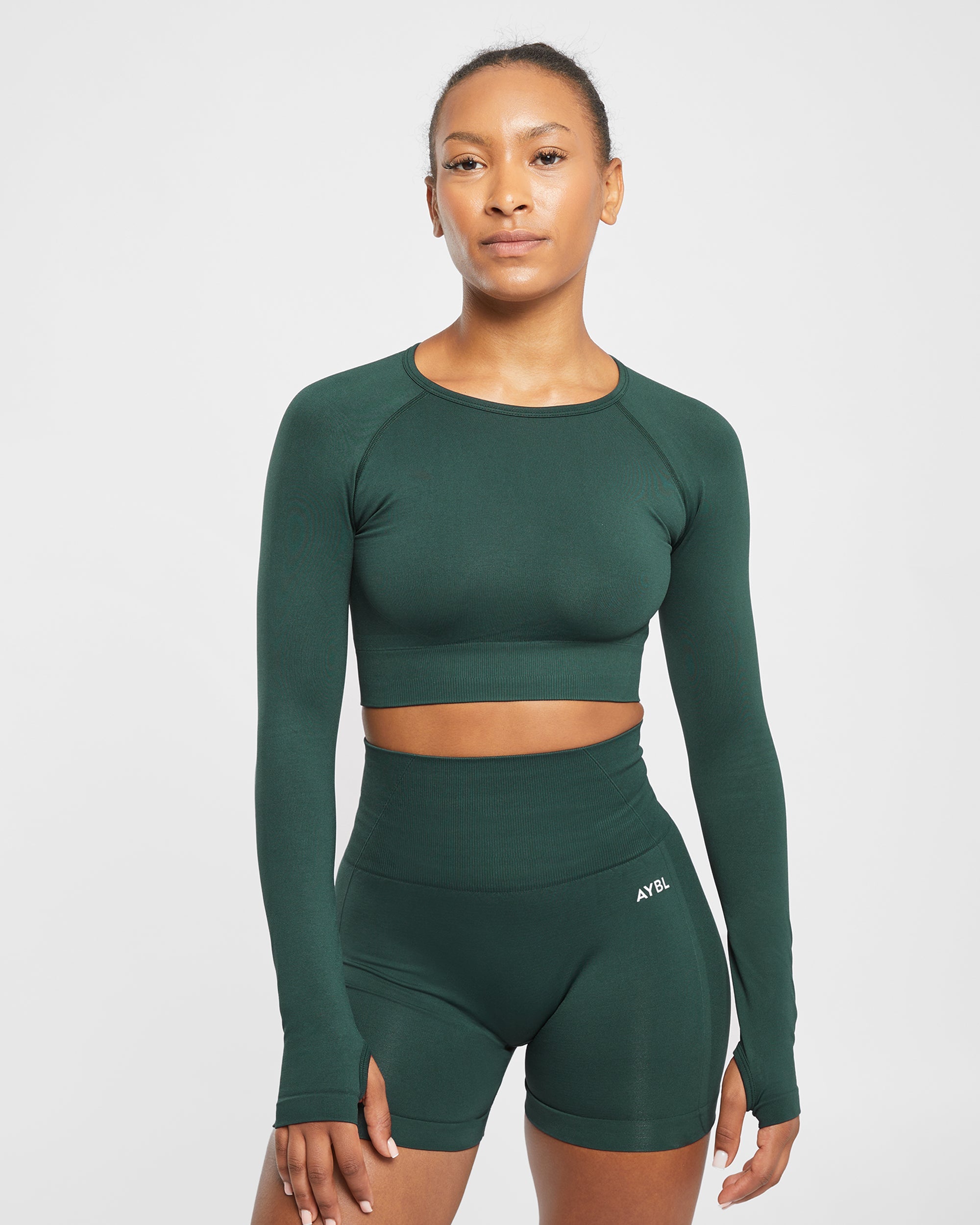 Empower Seamless Long Sleeve Crop Top - Dark Groen