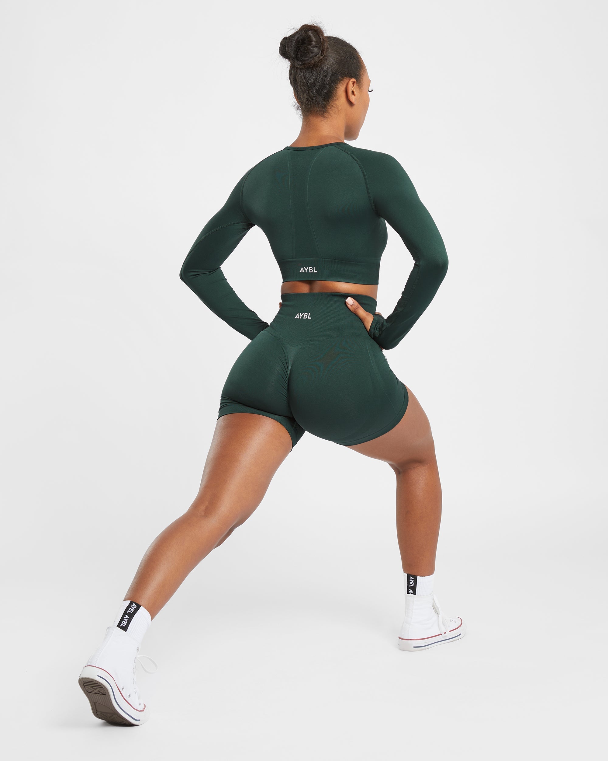 Empower Seamless Long Sleeve Crop Top - Dark Groen
