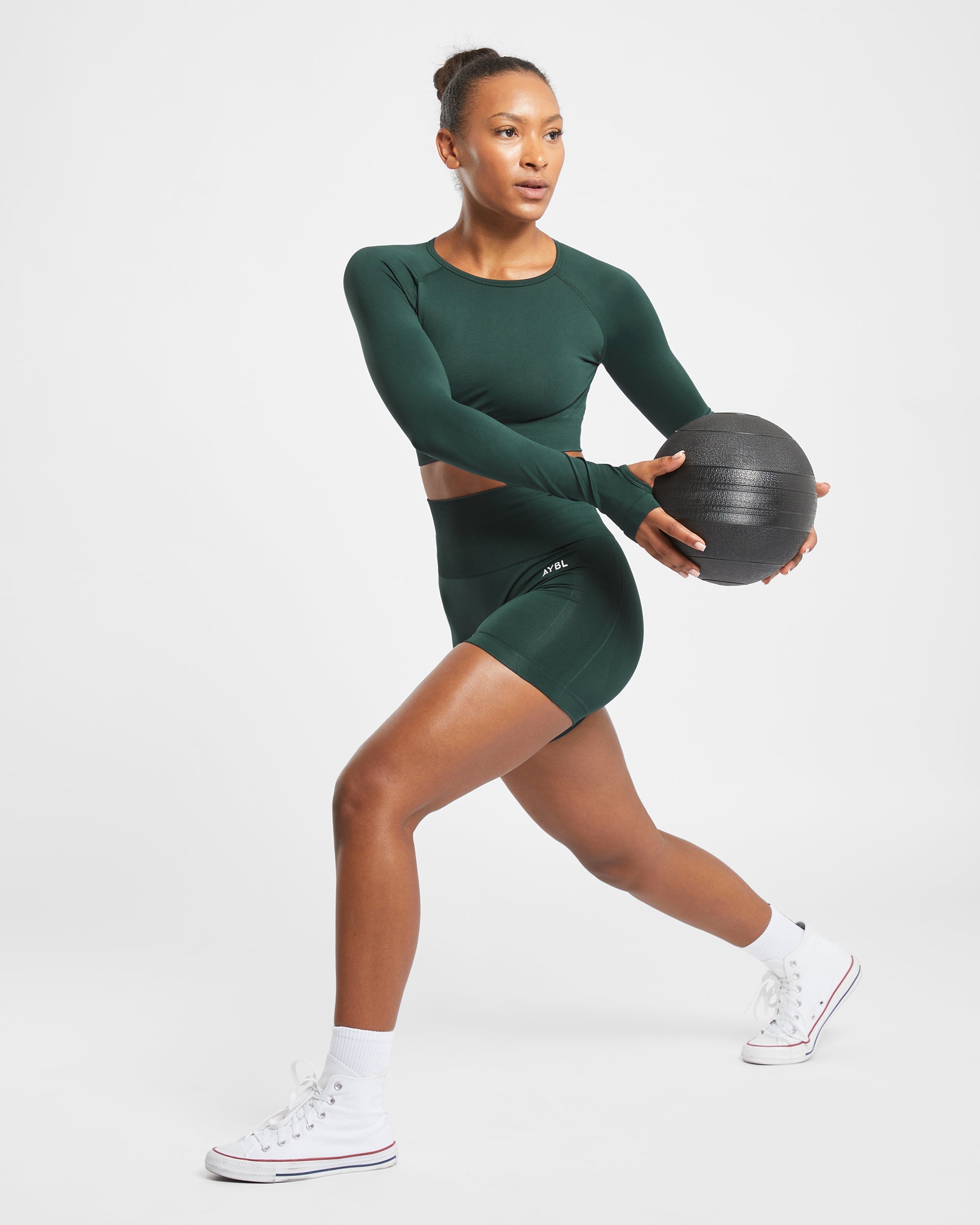 Empower Seamless Long Sleeve Crop Top - Dark Groen