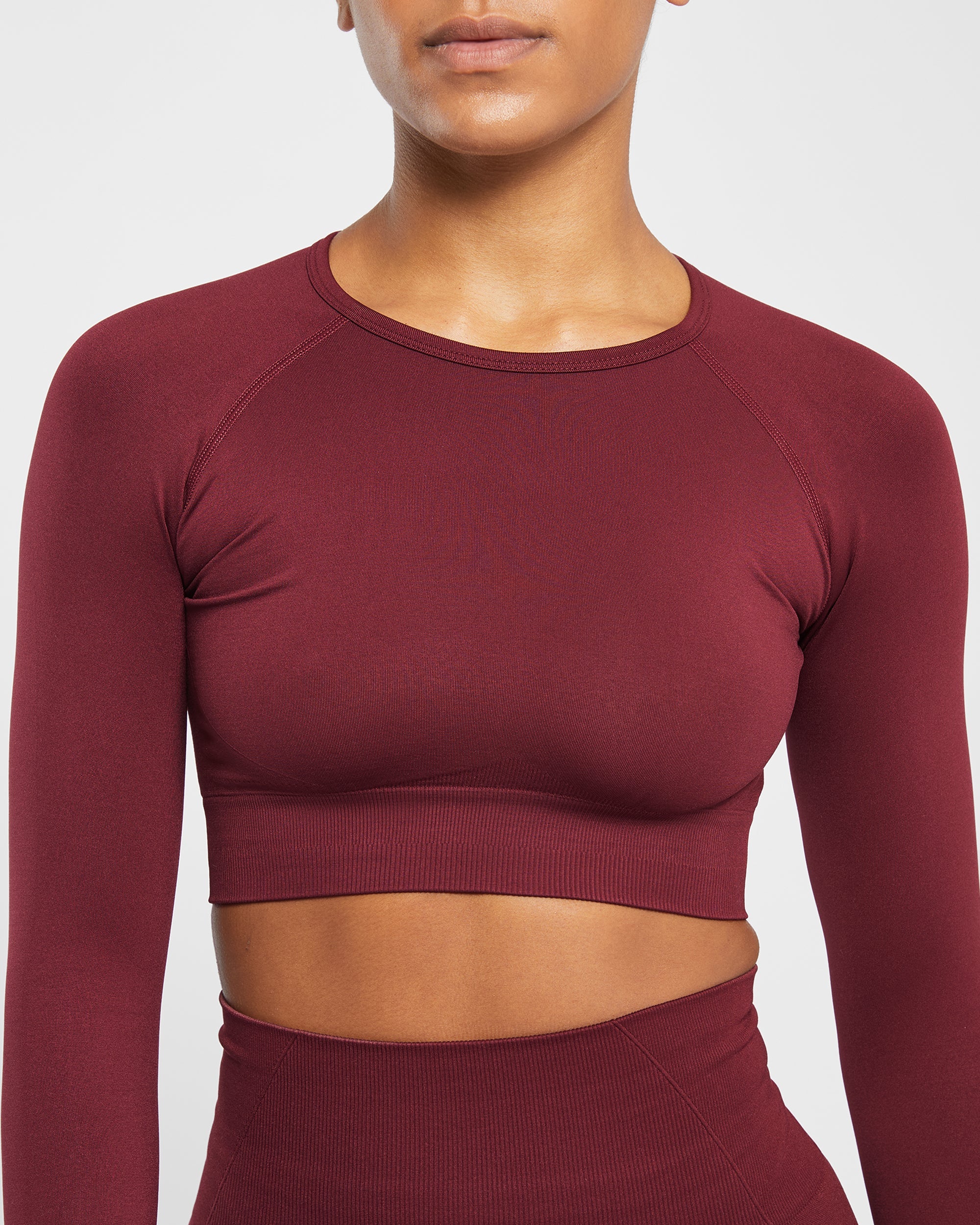 Empower Seamless Long Sleeve Crop Top - Rood Wine