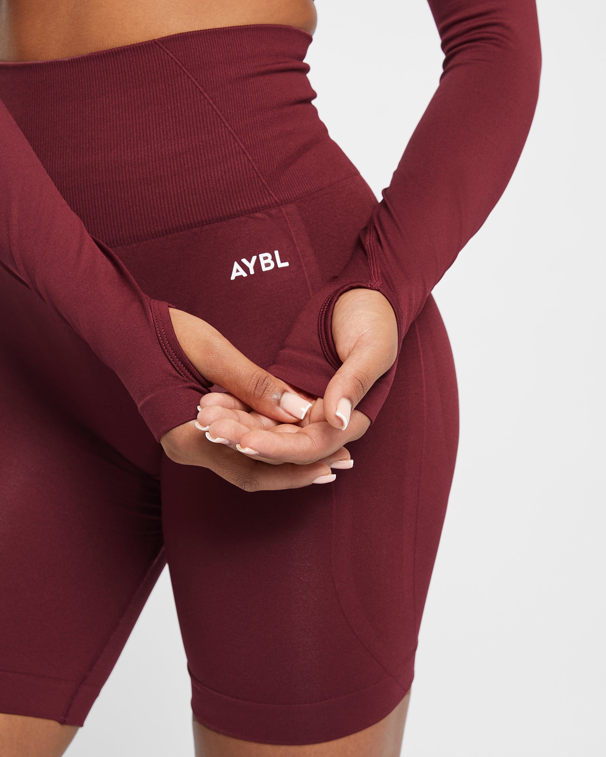 Empower Seamless Long Sleeve Crop Top - Rood Wine