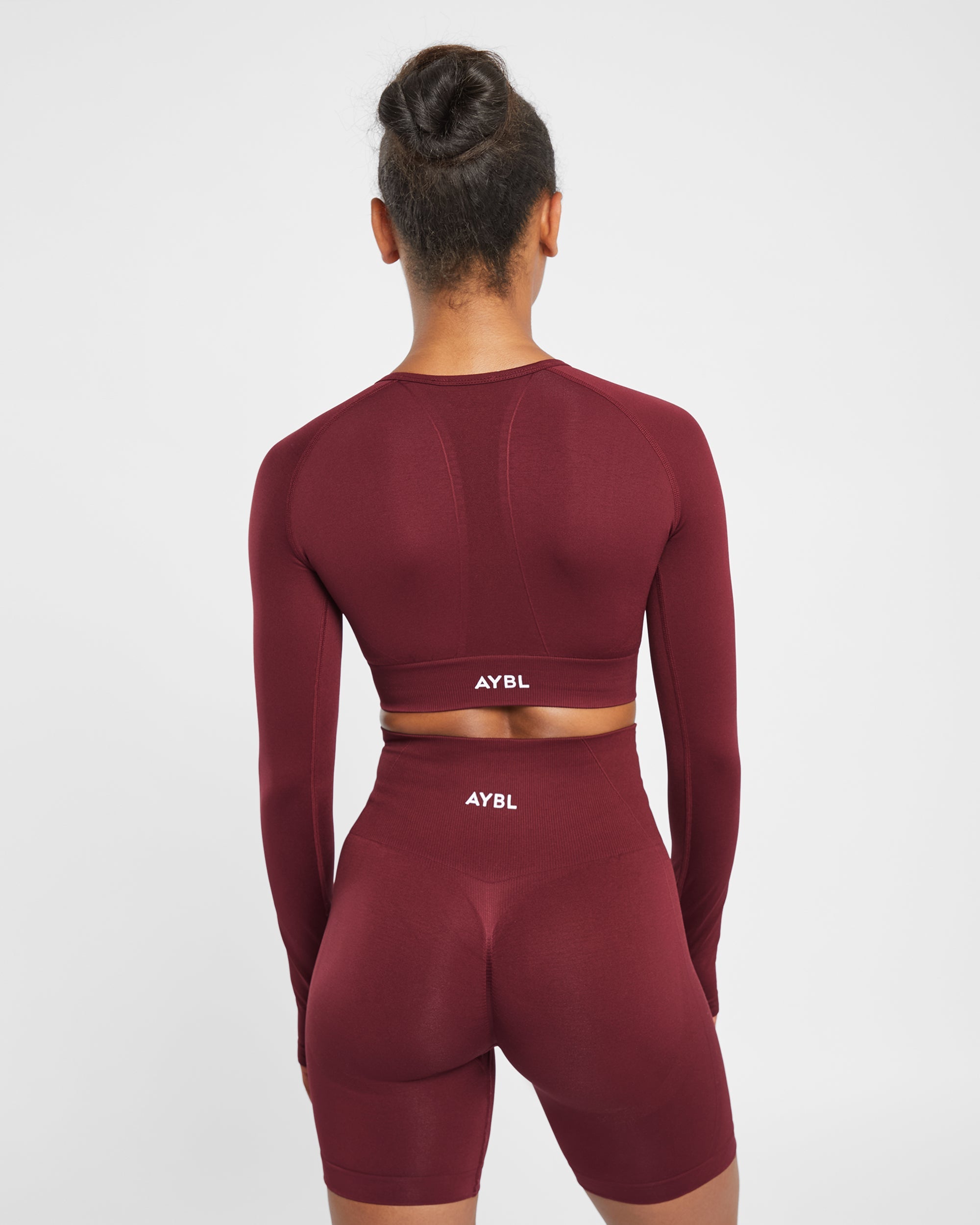 Empower Seamless Long Sleeve Crop Top - Rood Wine