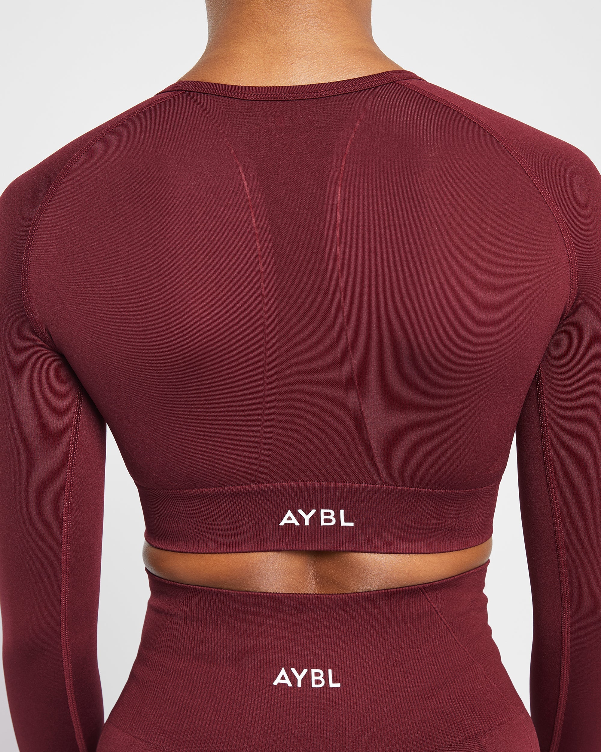 Empower Seamless Long Sleeve Crop Top - Rood Wine