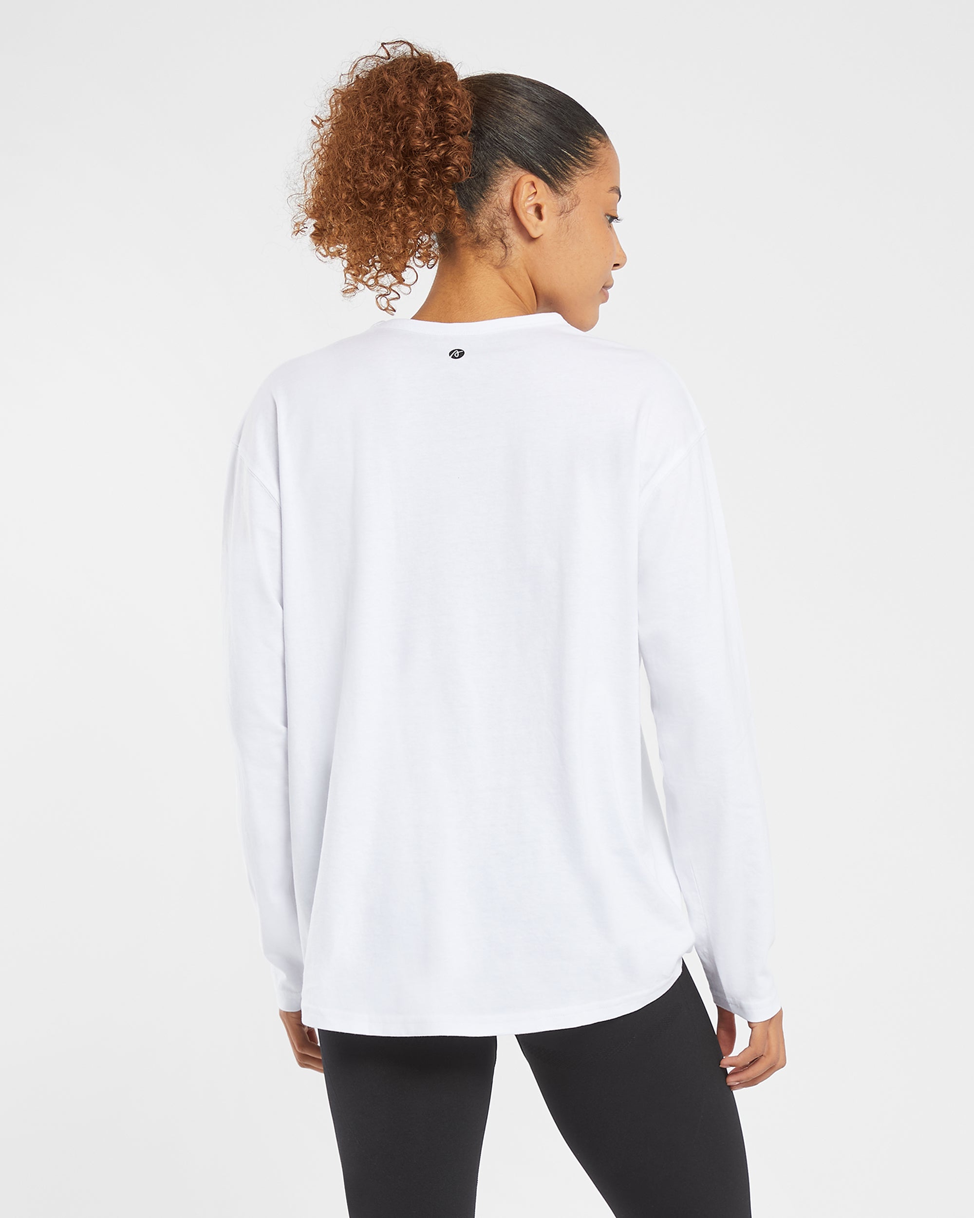 Essential Oversized Long Sleeve T Shirt - Wit