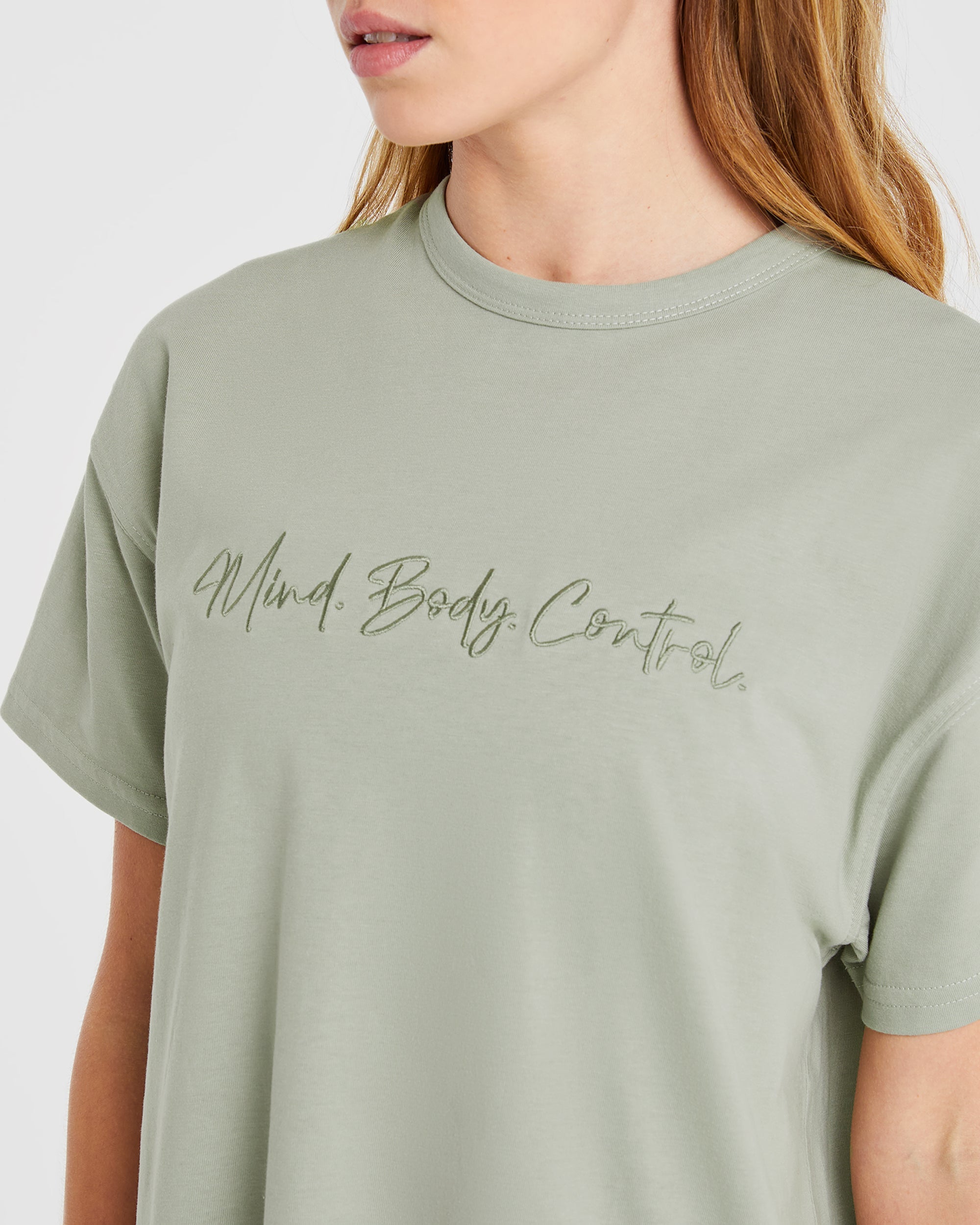 Mind Body Control Oversized T Shirt - Olive
