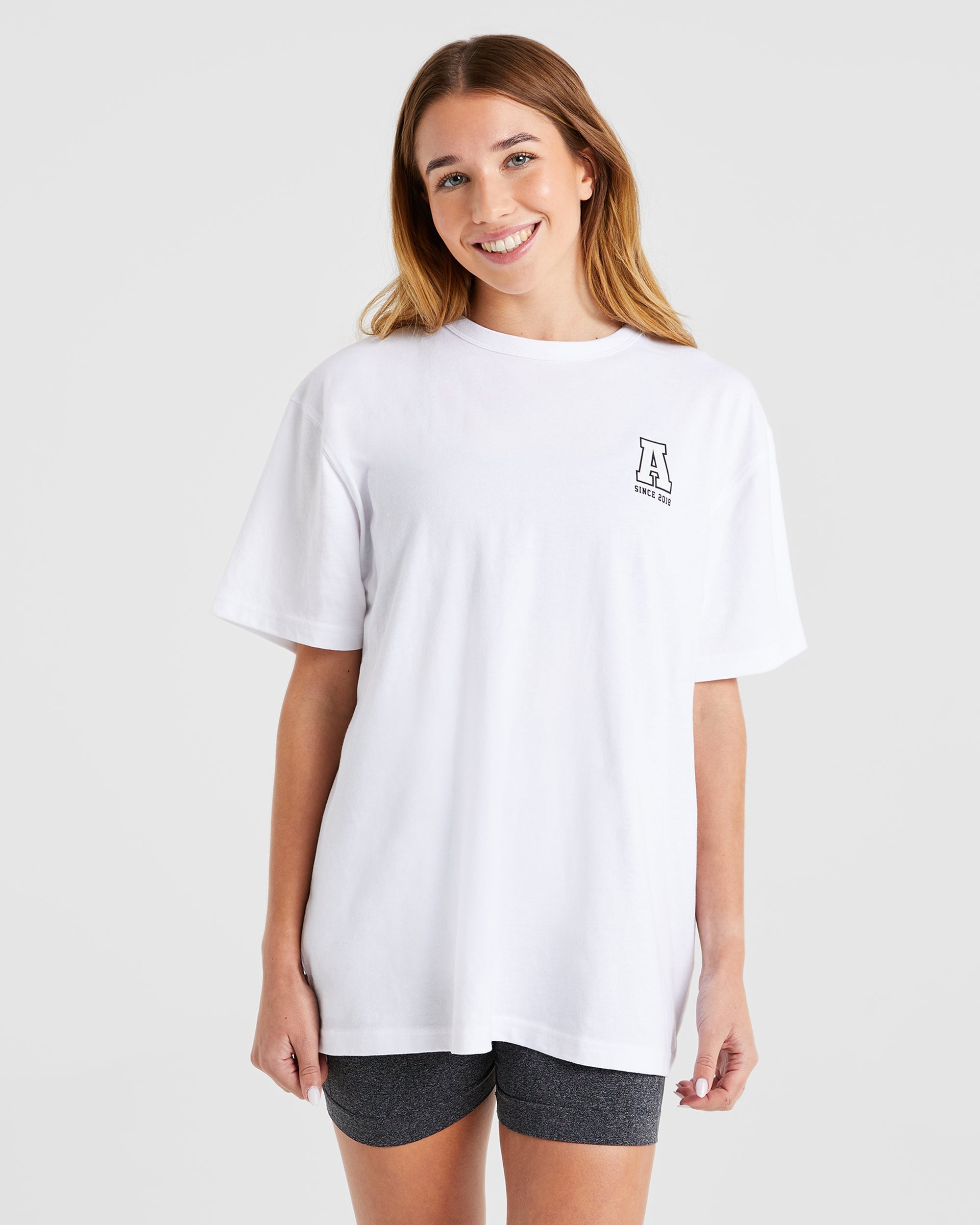 Varsity Statement Oversized T Shirt - Wit