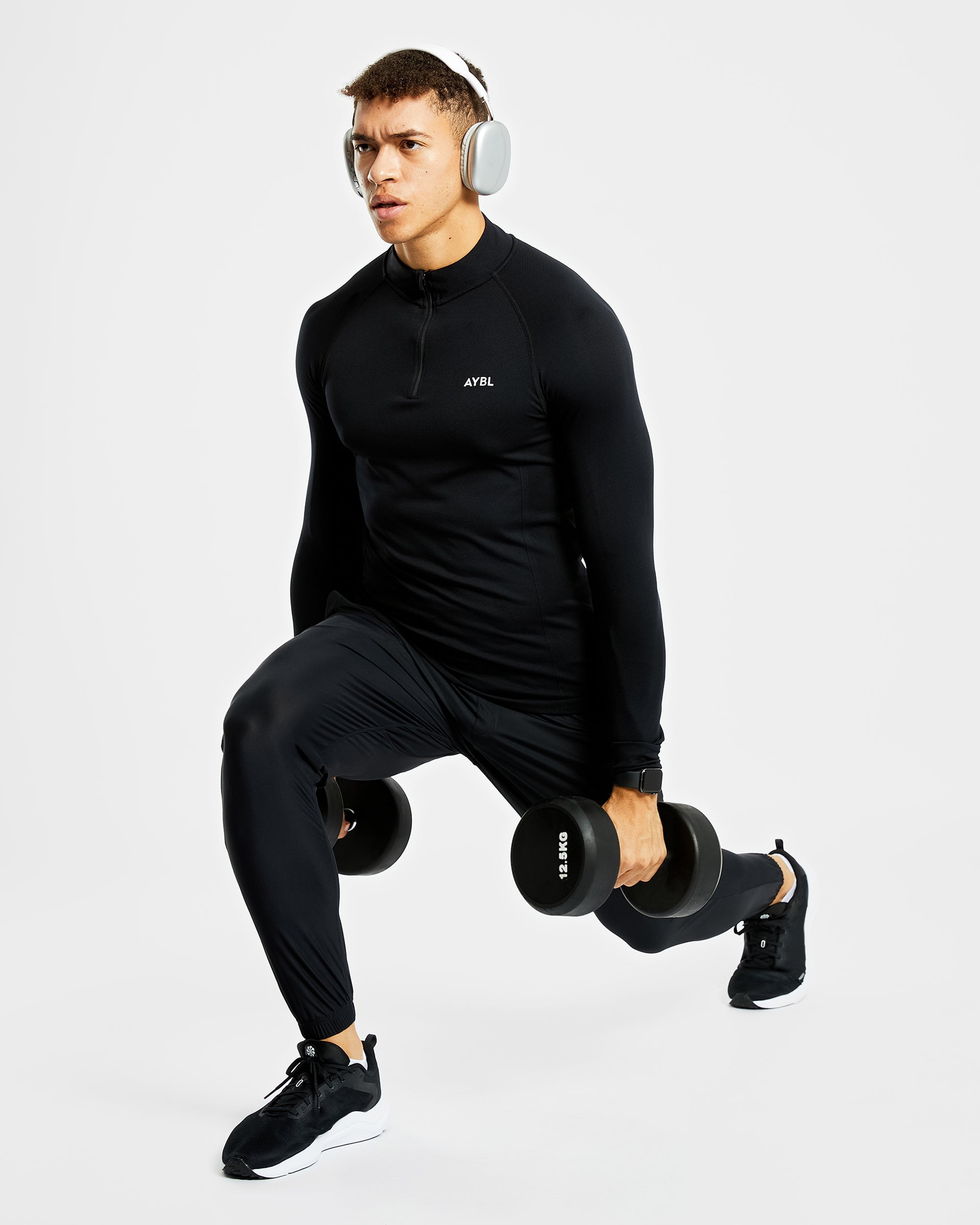 Essential Seamless 1/4 Zip Pullover - Zwart