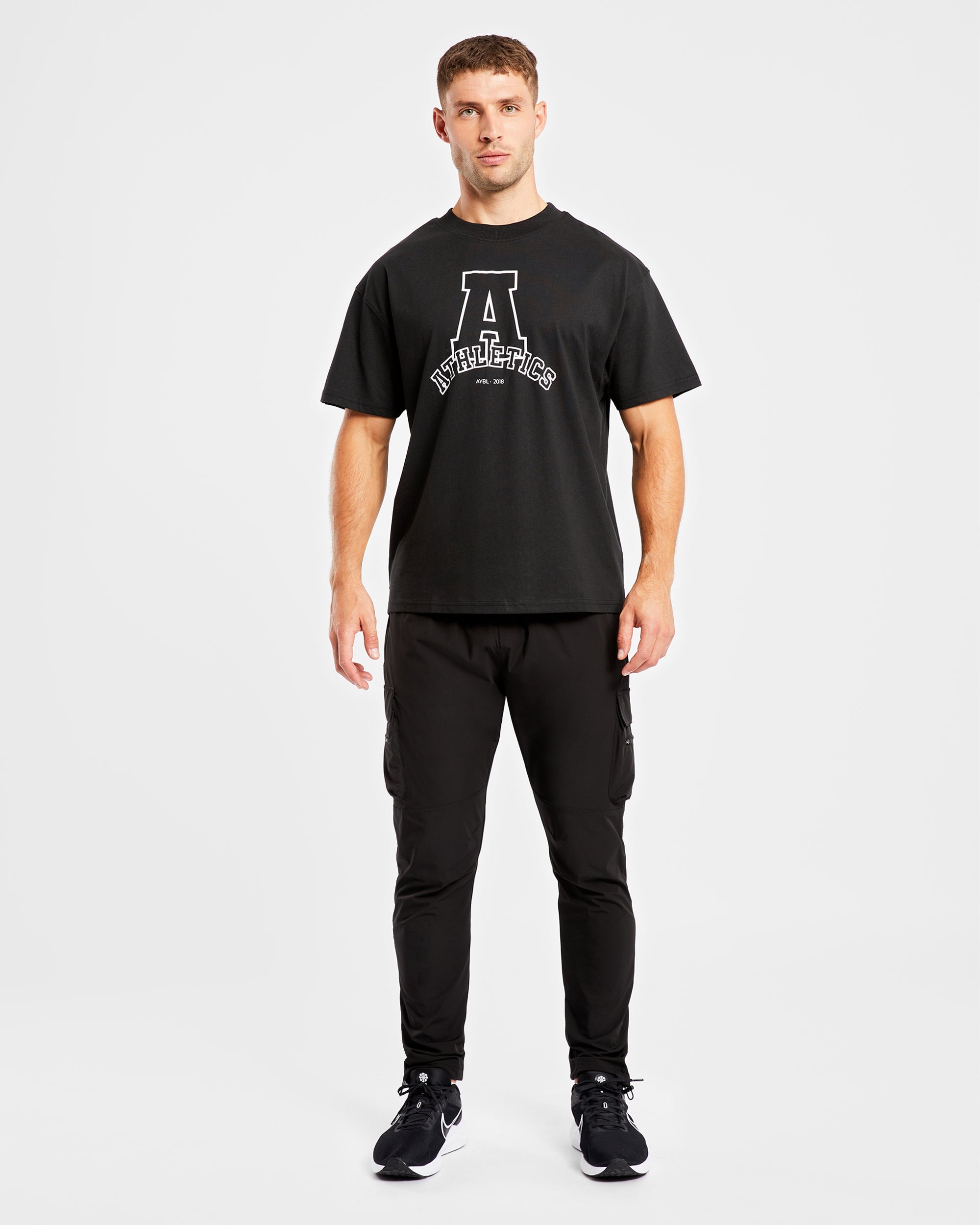 Athletics Varsity Oversized T Shirt - Zwart