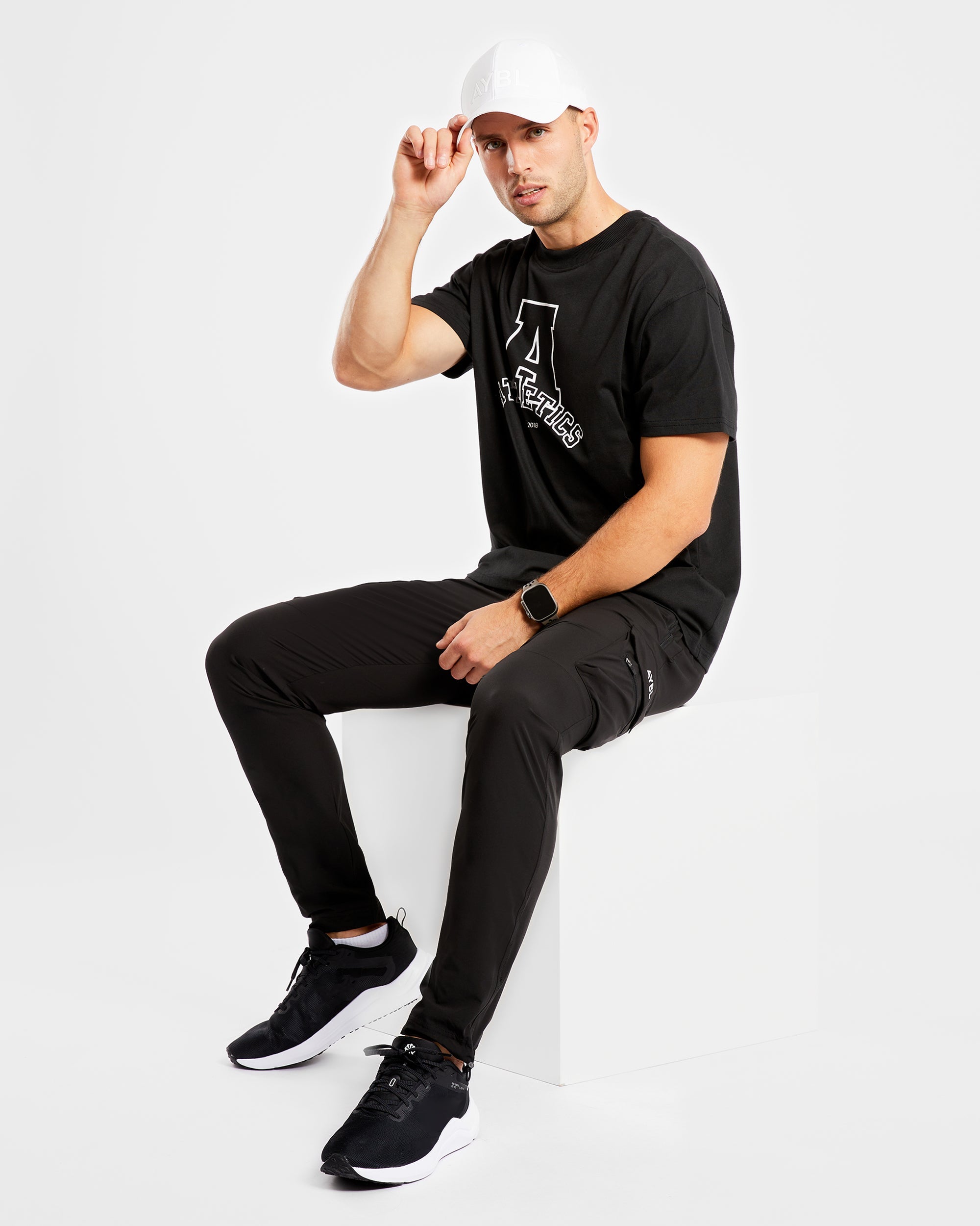 Athletics Varsity Oversized T Shirt - Zwart
