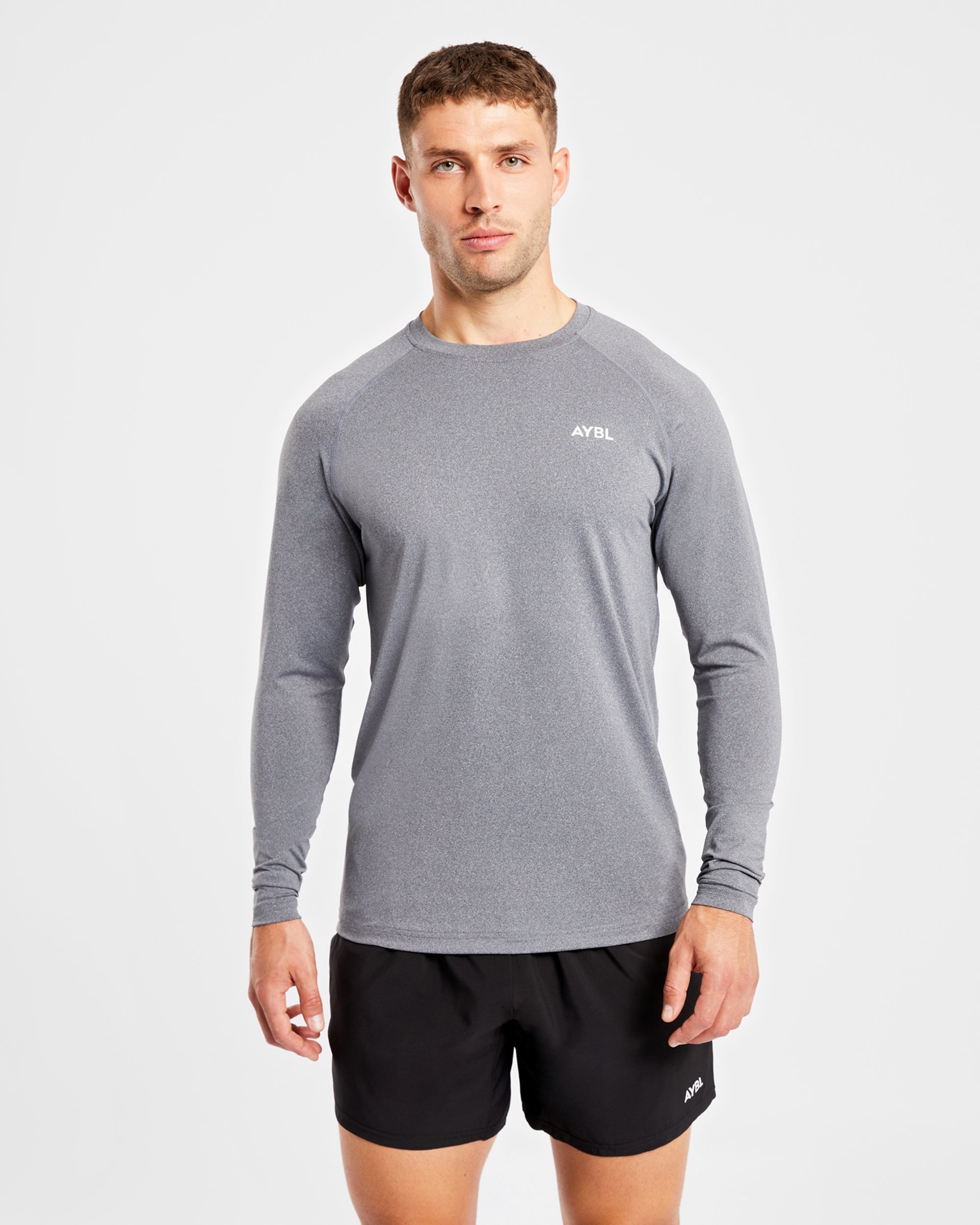 Essential Long Sleeve T Shirt - Grijs Marl