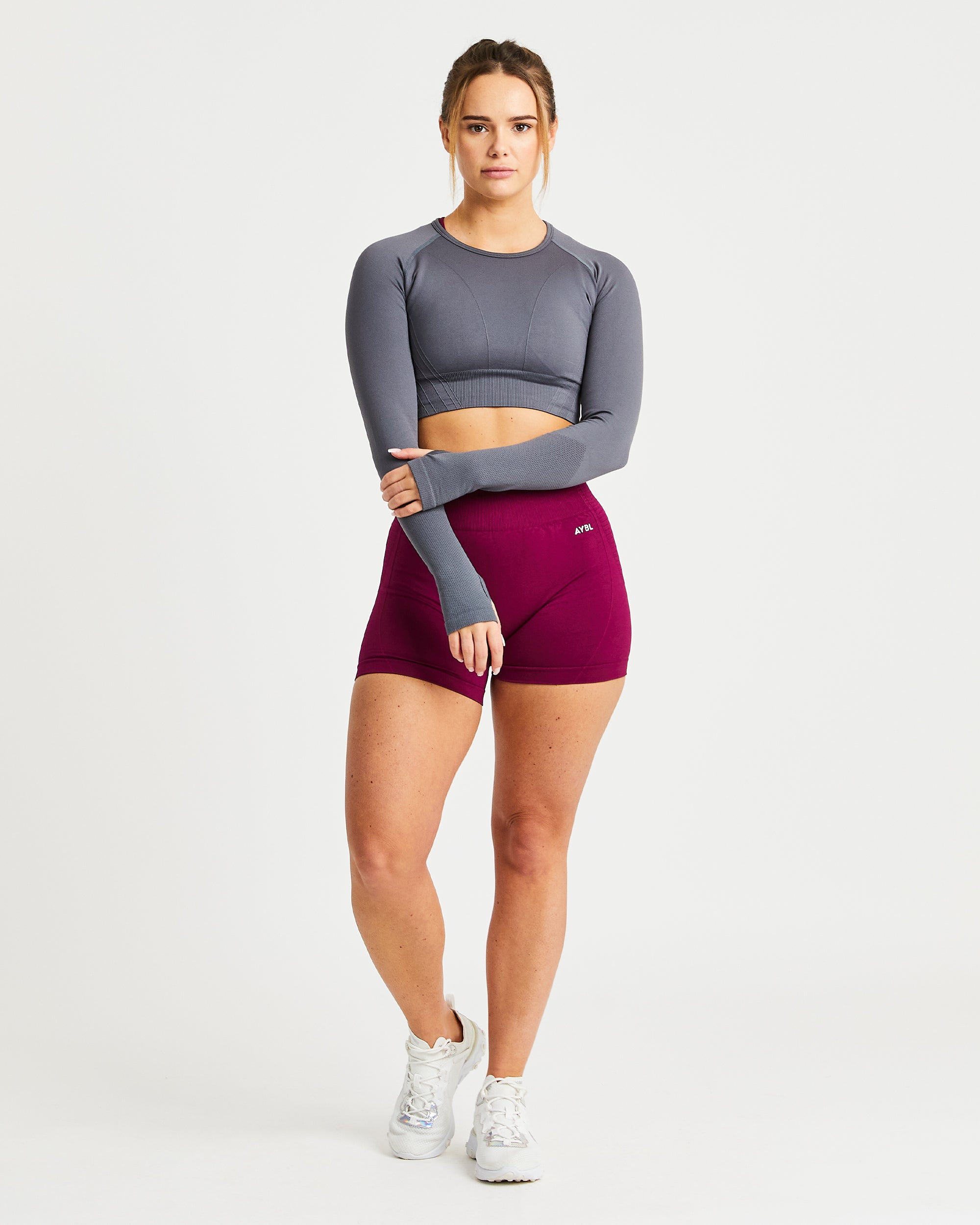 Balance V2 Seamless Long Sleeve Crop Top - Castlerock Grijs