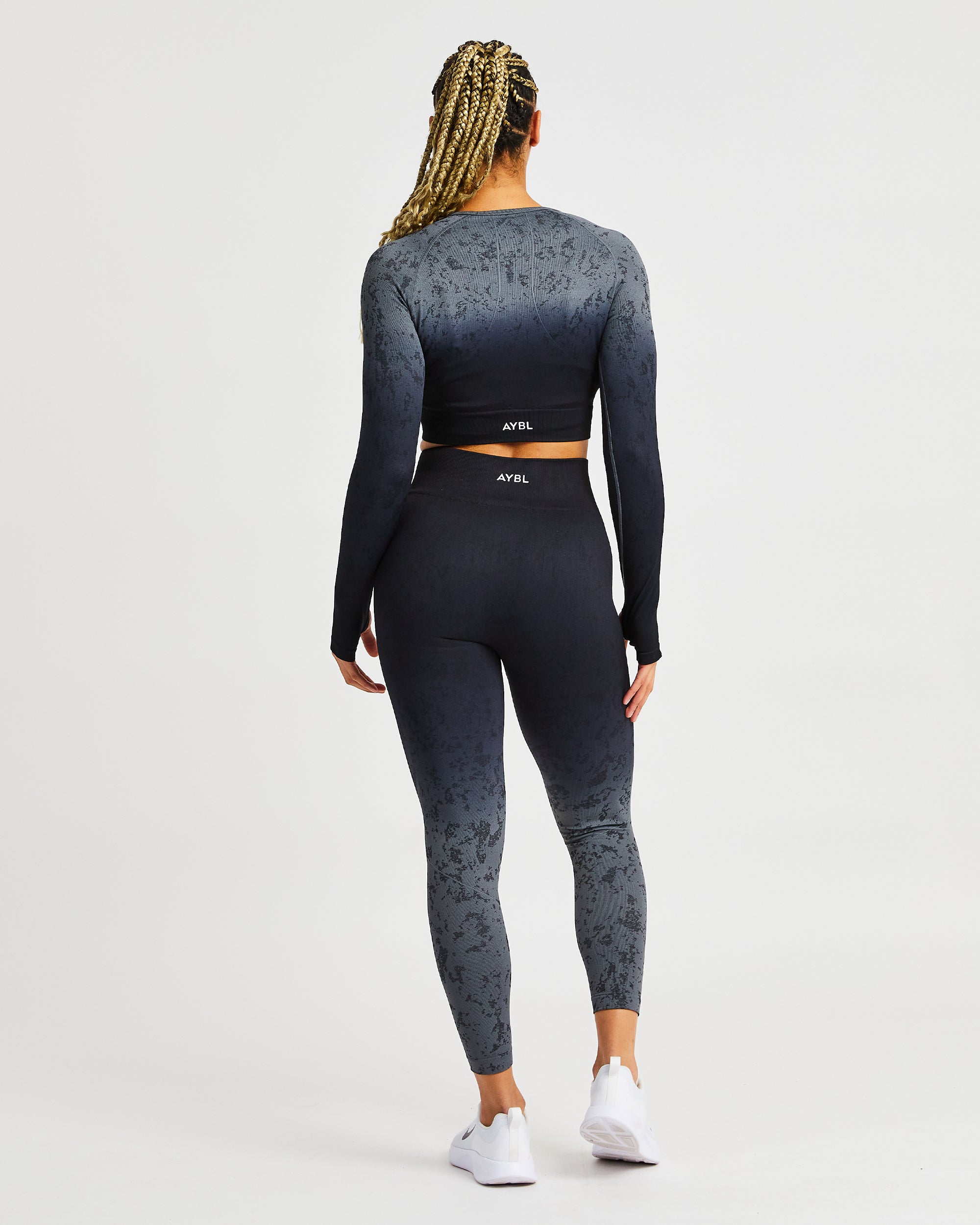 Flare Seamless Long Sleeve Crop Top - Zwart