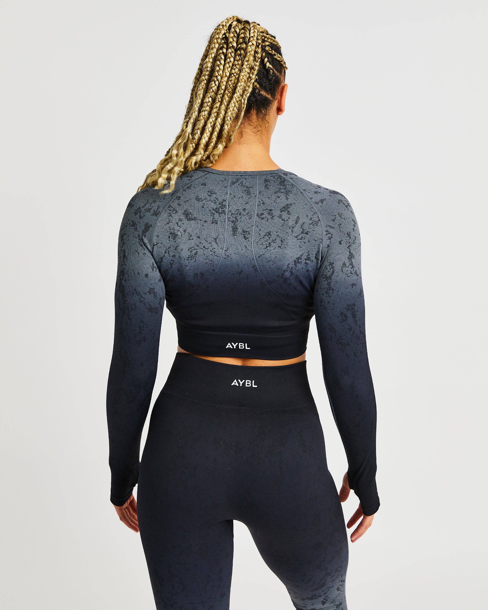 Flare Seamless Long Sleeve Crop Top - Zwart