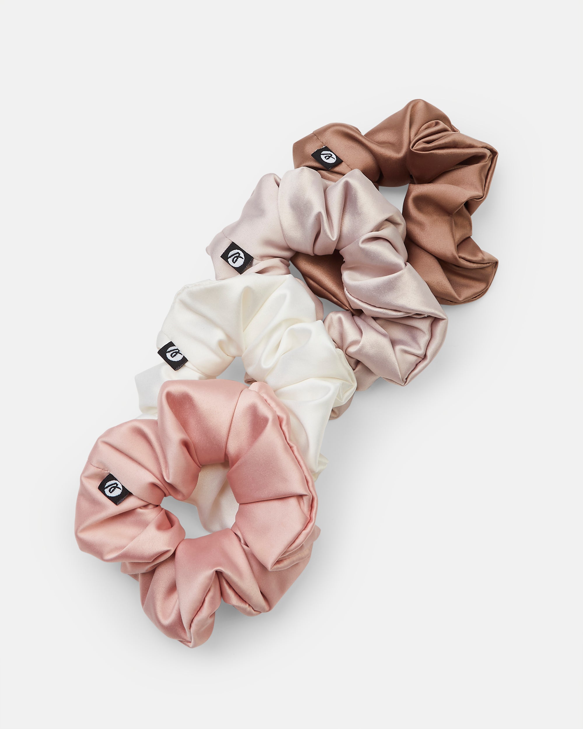 Scrunchie 4 Pack - Wit/Champagne/Roze/Mocha