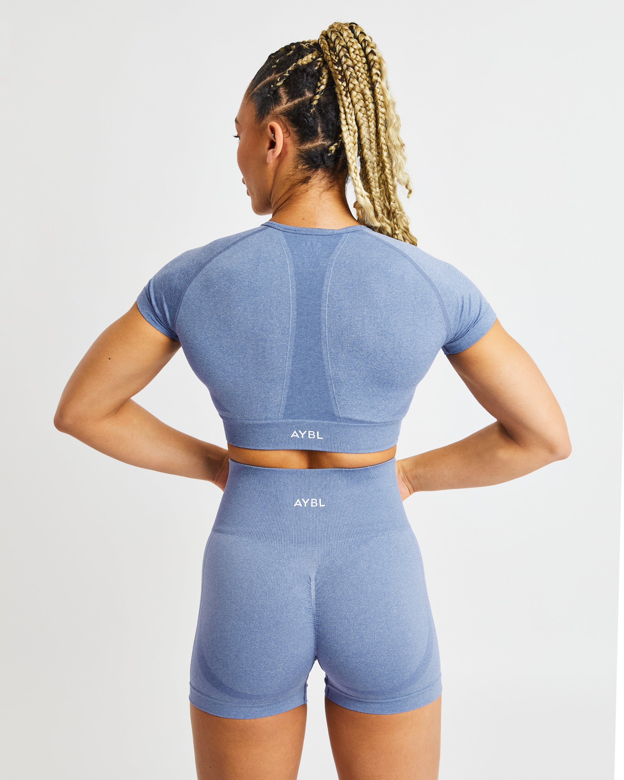 Empower Seamless Crop Top - Blauw Marl