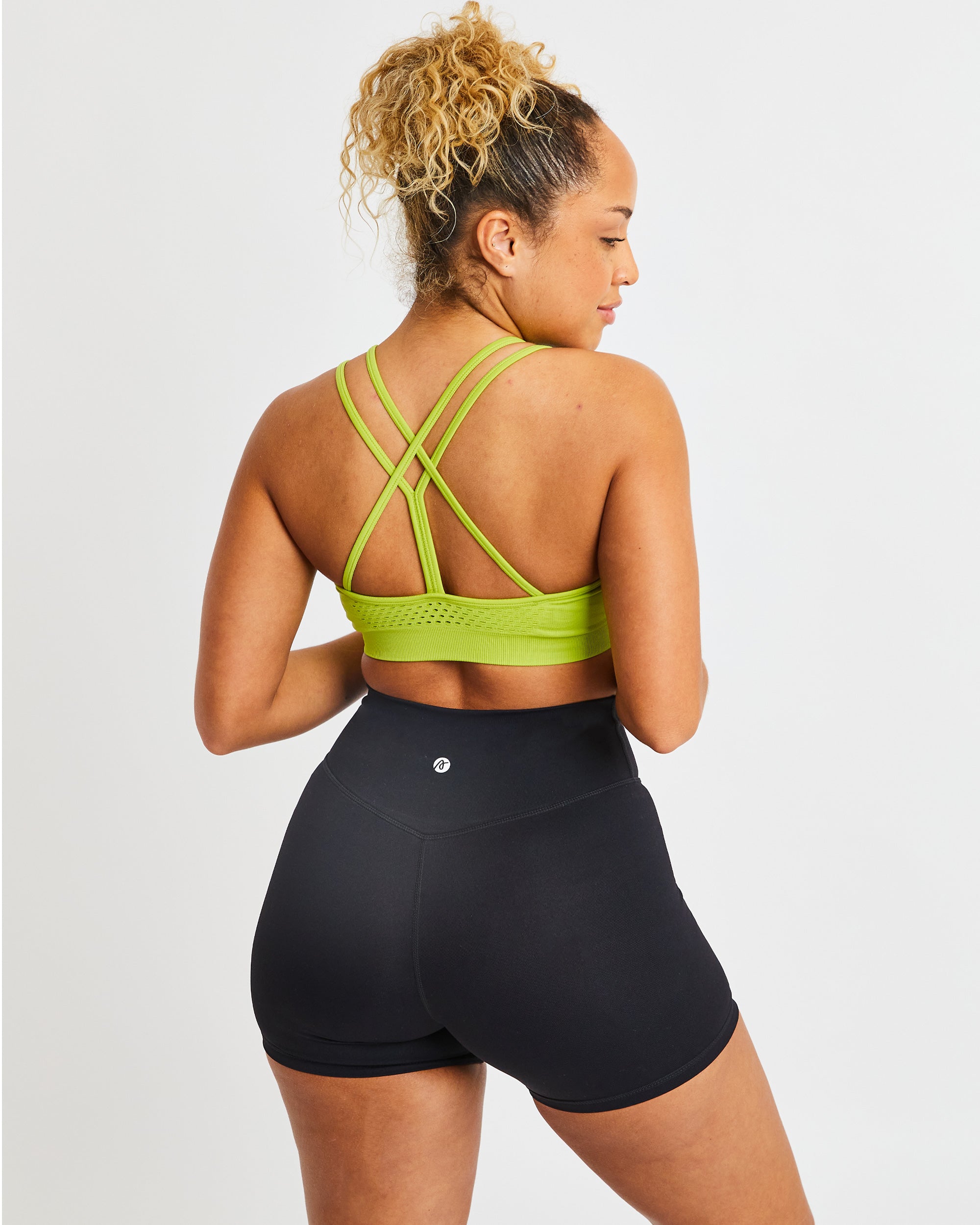 Essential Seamless Strappy Sports Bra - Lime Groen