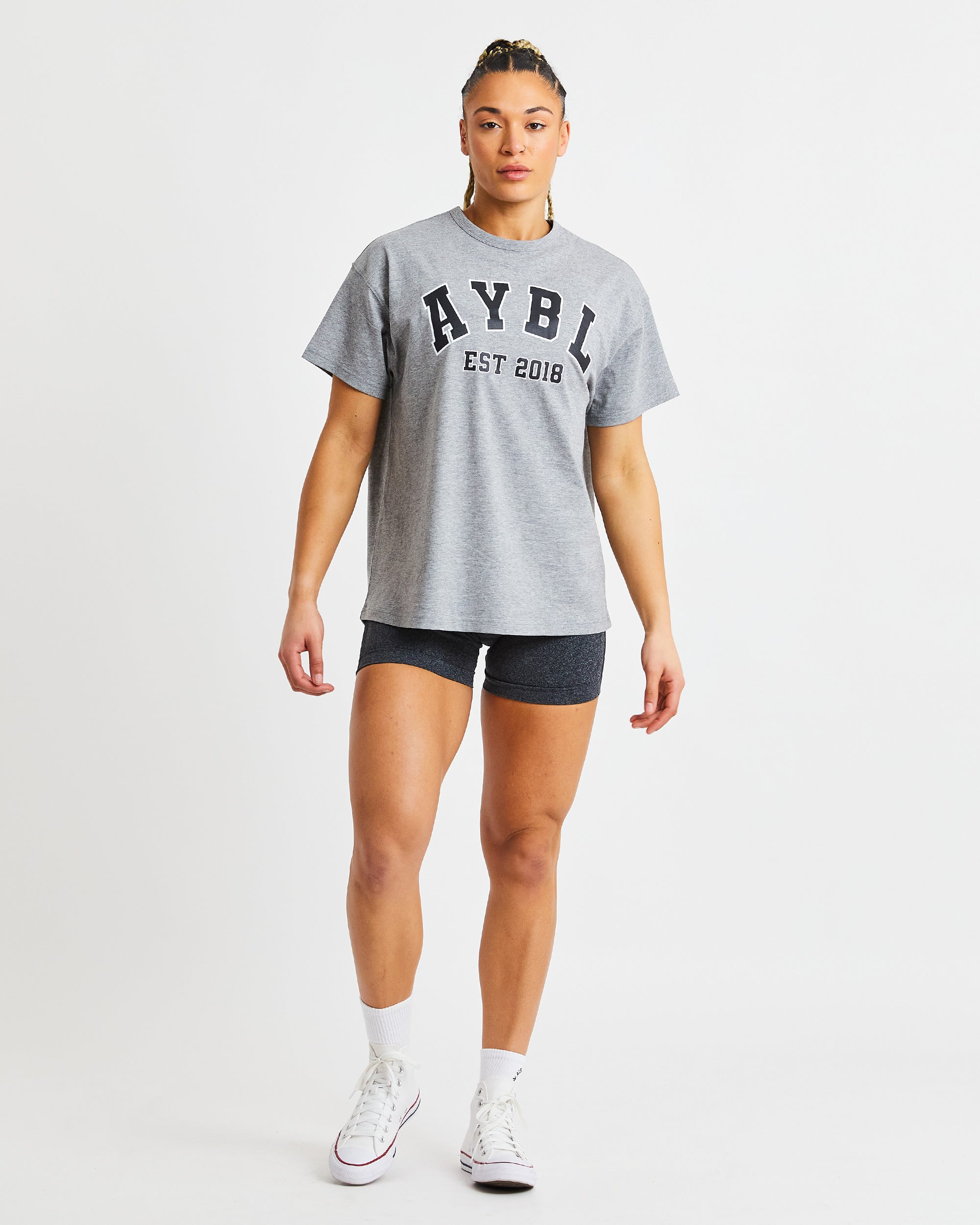 Varsity Oversized T Shirt - Heather Grijs