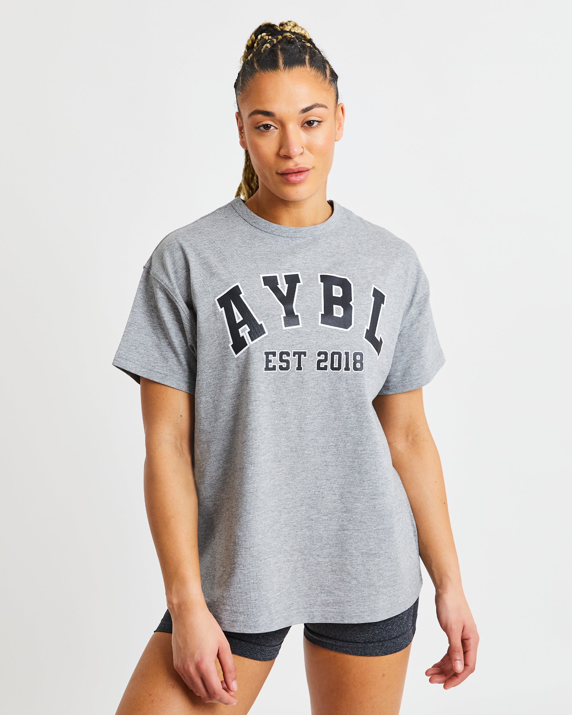 Varsity Oversized T Shirt - Heather Grijs