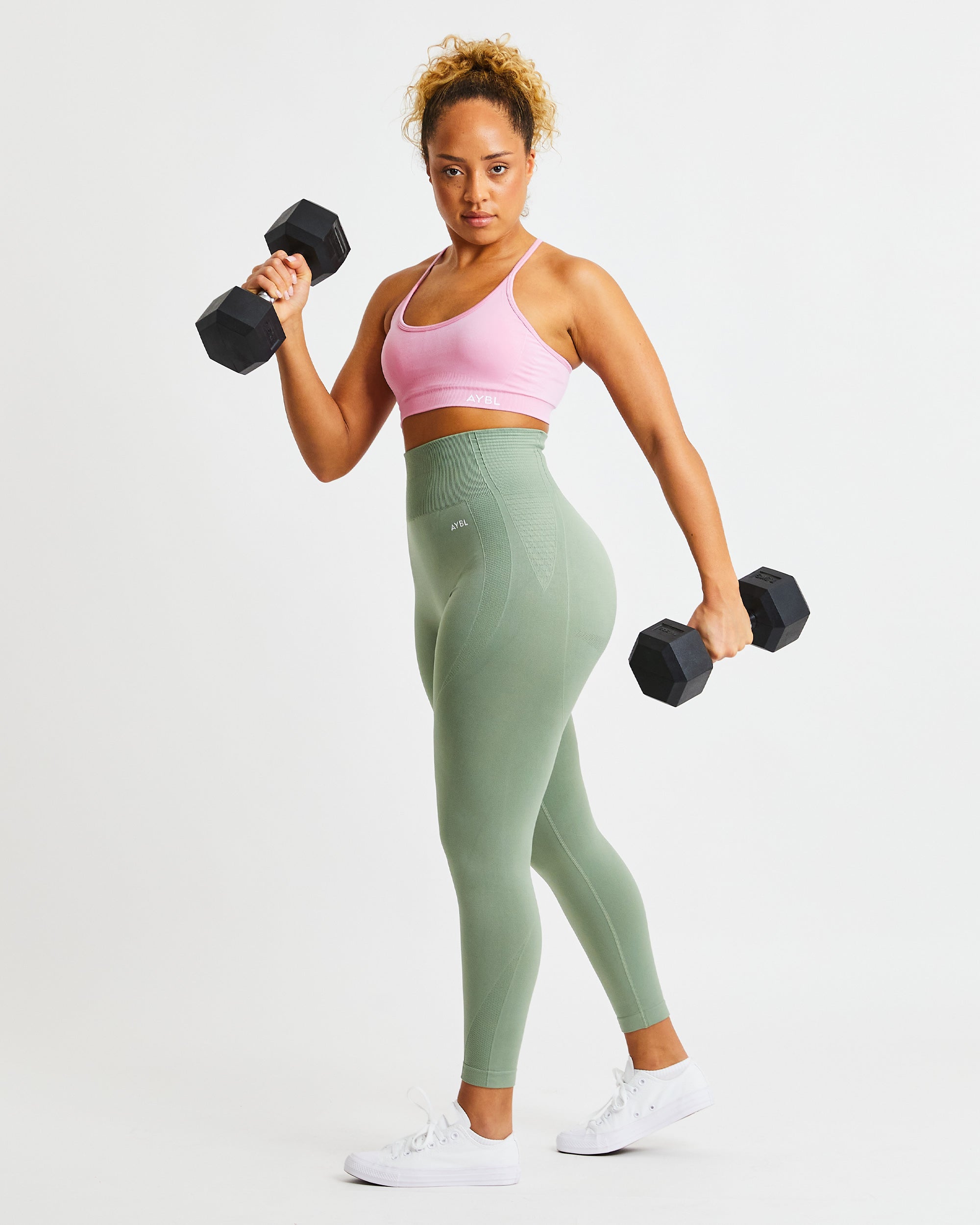 Essential Seamless V Neck Sports Bra - Baby Roze