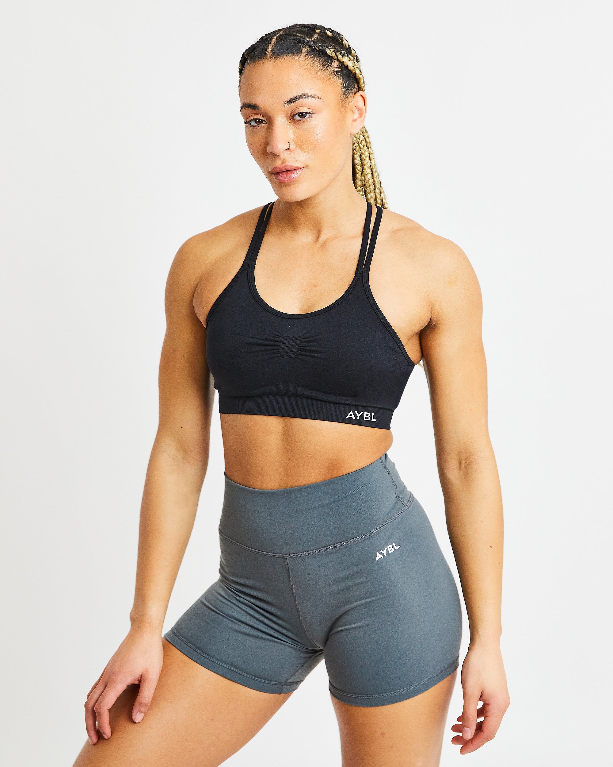 Essential Seamless Ruched Sports Bra - Zwart