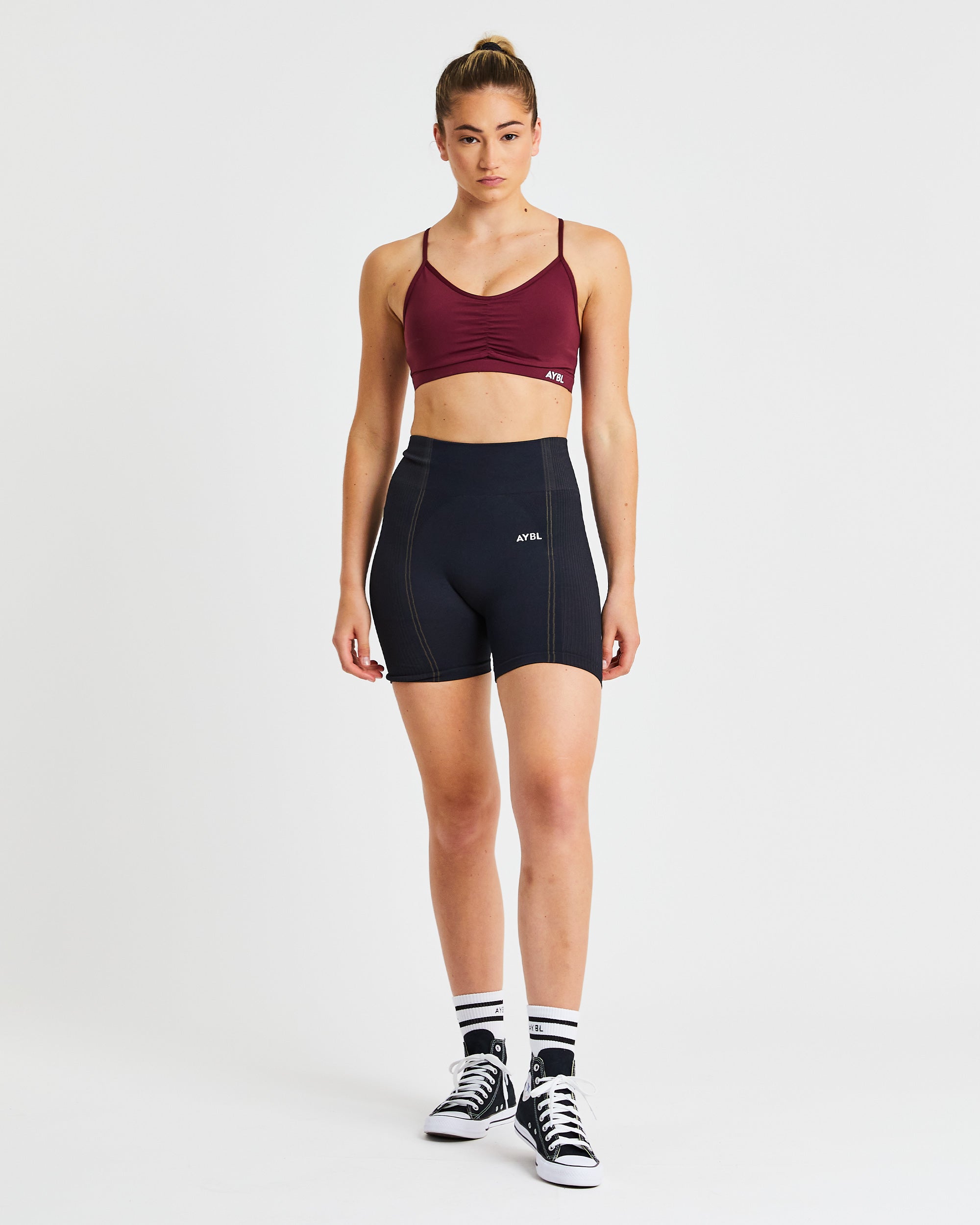 Essential Ruched Sports Bra - Burgundy