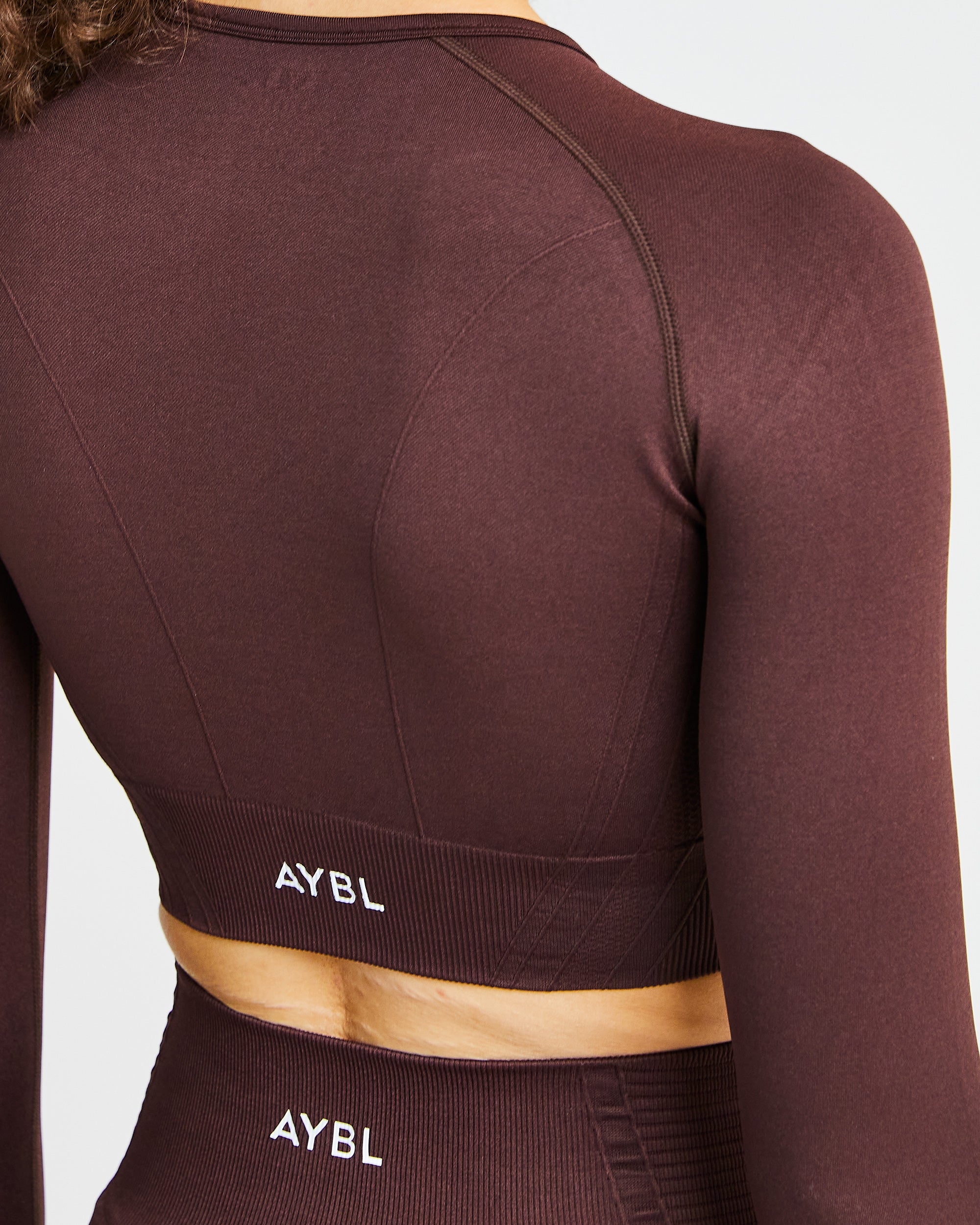 Balance V2 Seamless Long Sleeve Crop Top - Chocolate Bruin