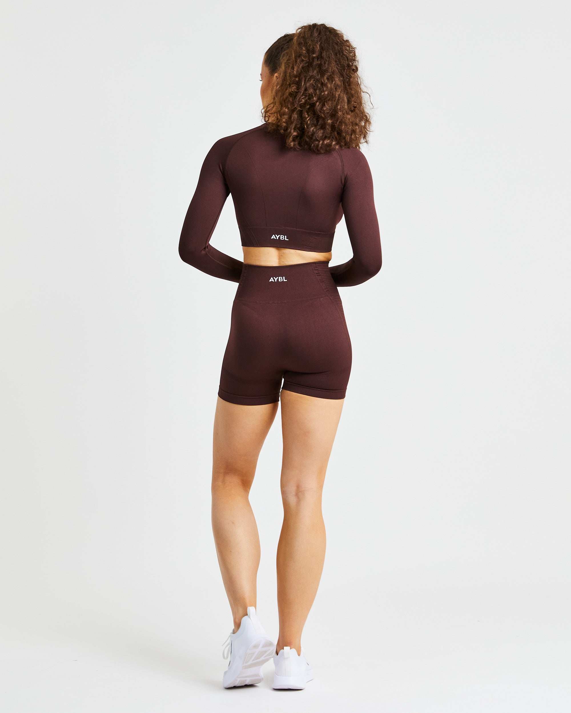 Balance V2 Seamless Long Sleeve Crop Top - Chocolate Bruin