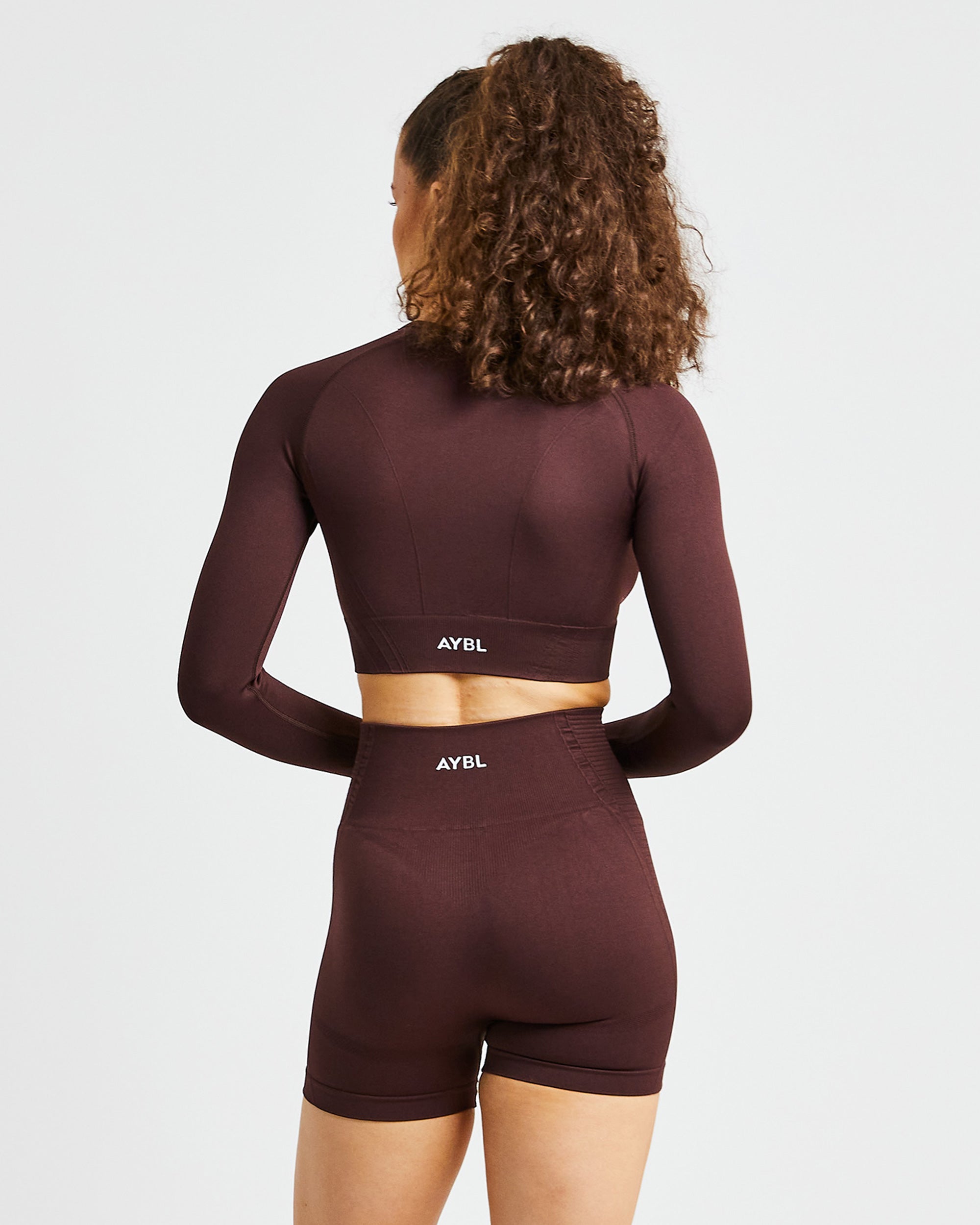 Balance V2 Seamless Long Sleeve Crop Top - Chocolate Bruin